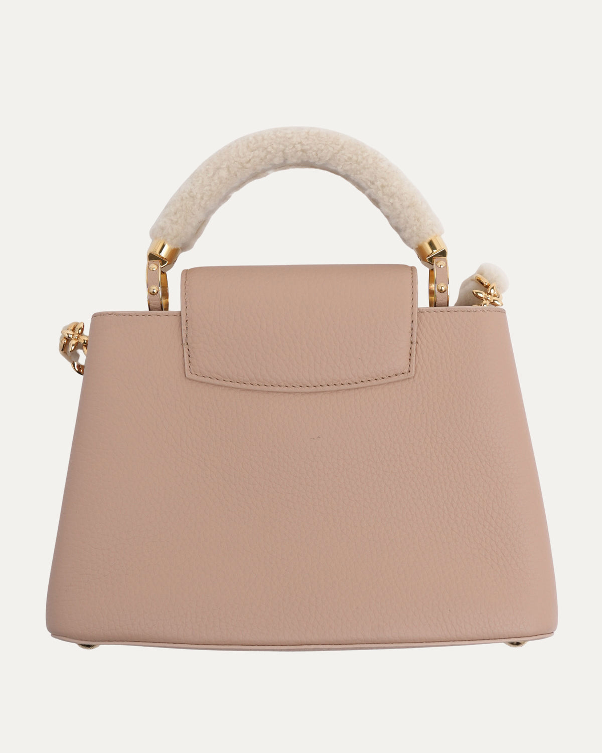 Shearling Trim Handle Taurillon Capucines BB Bag