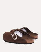 Tonal Footbed Dagger Embellished Birkenstock Boston Suede Mule