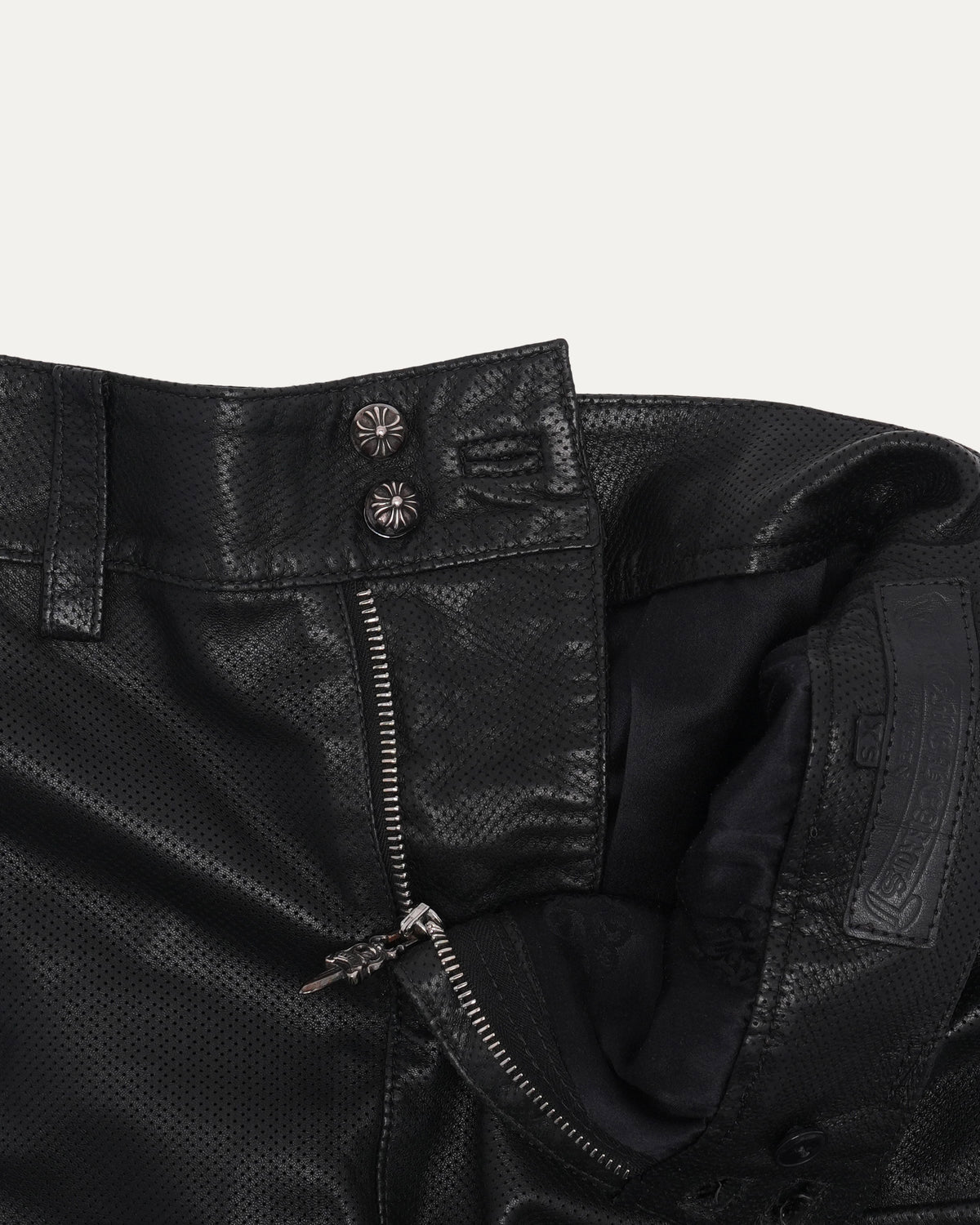 Perforated Leather Cargo Skirt