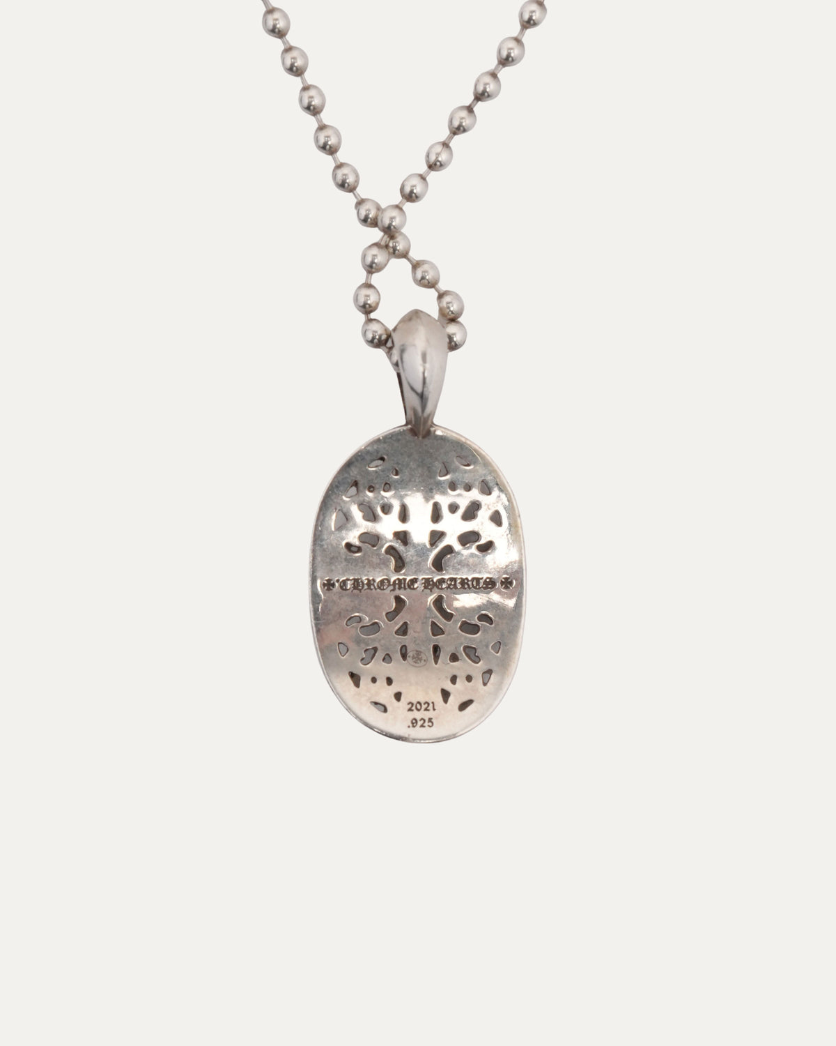 Oval Cross Pendant w/ Ball Chain