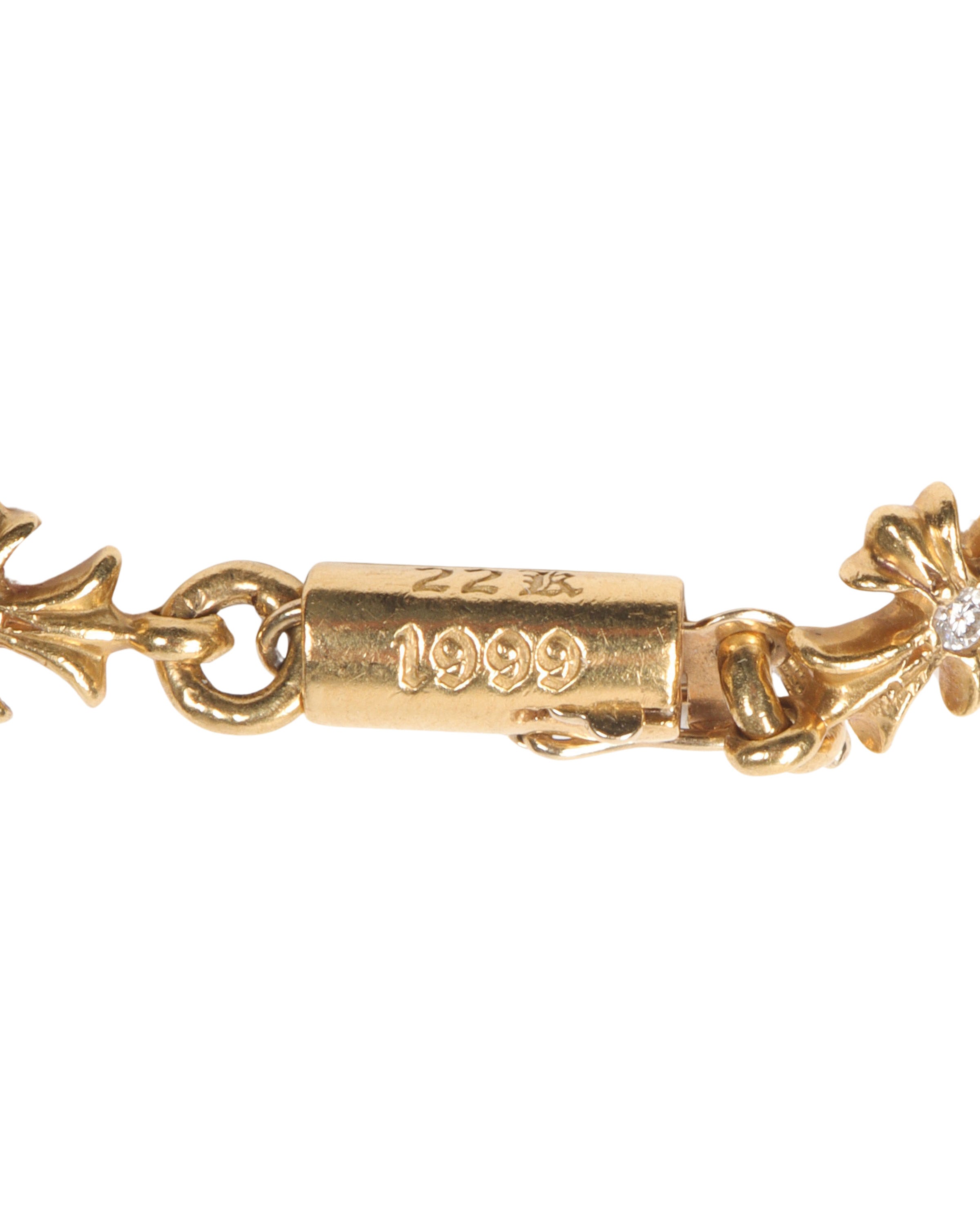 22k Gold & Diamond Tiny E Bracelet