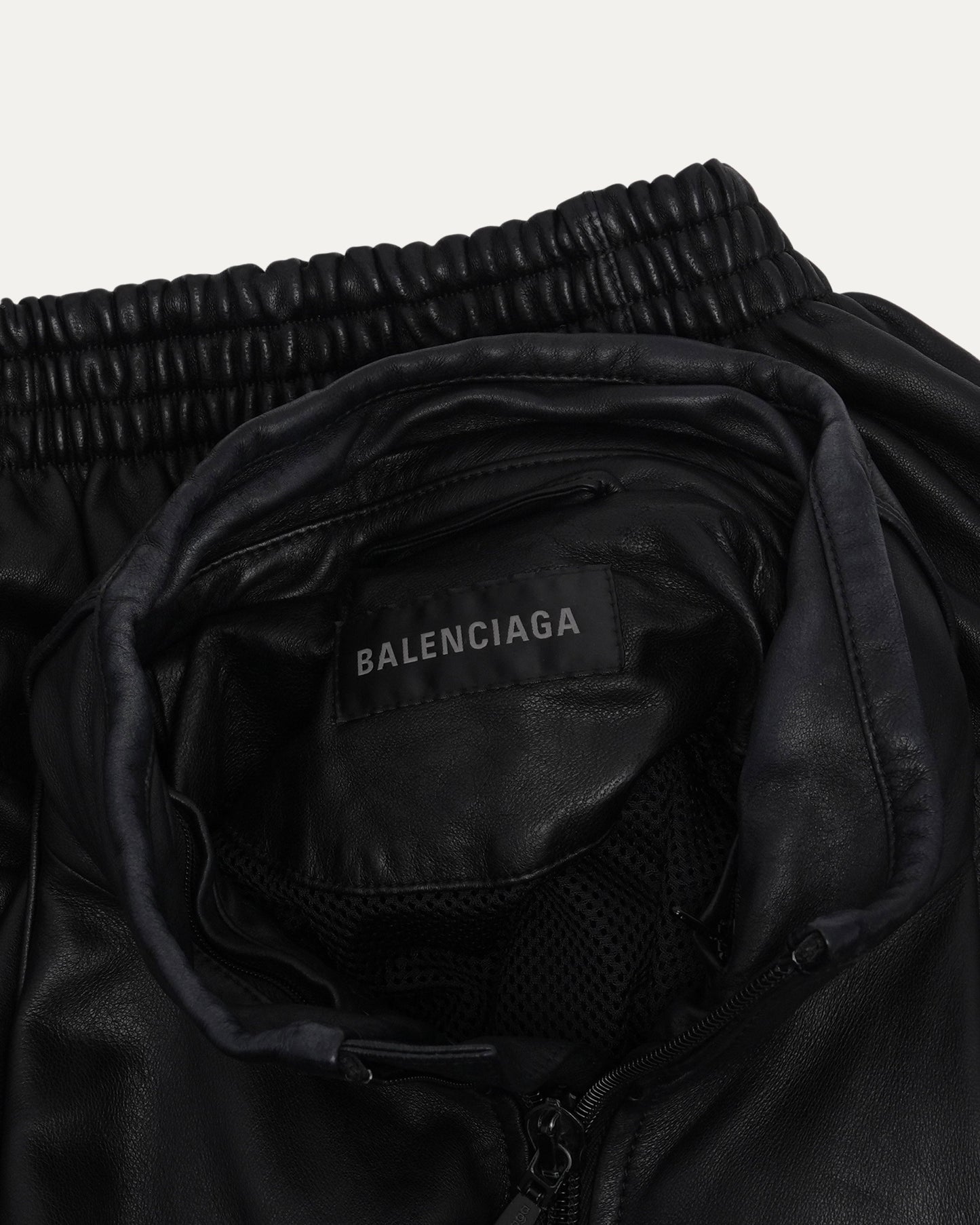 Leather 3B Hooded Track Jacket