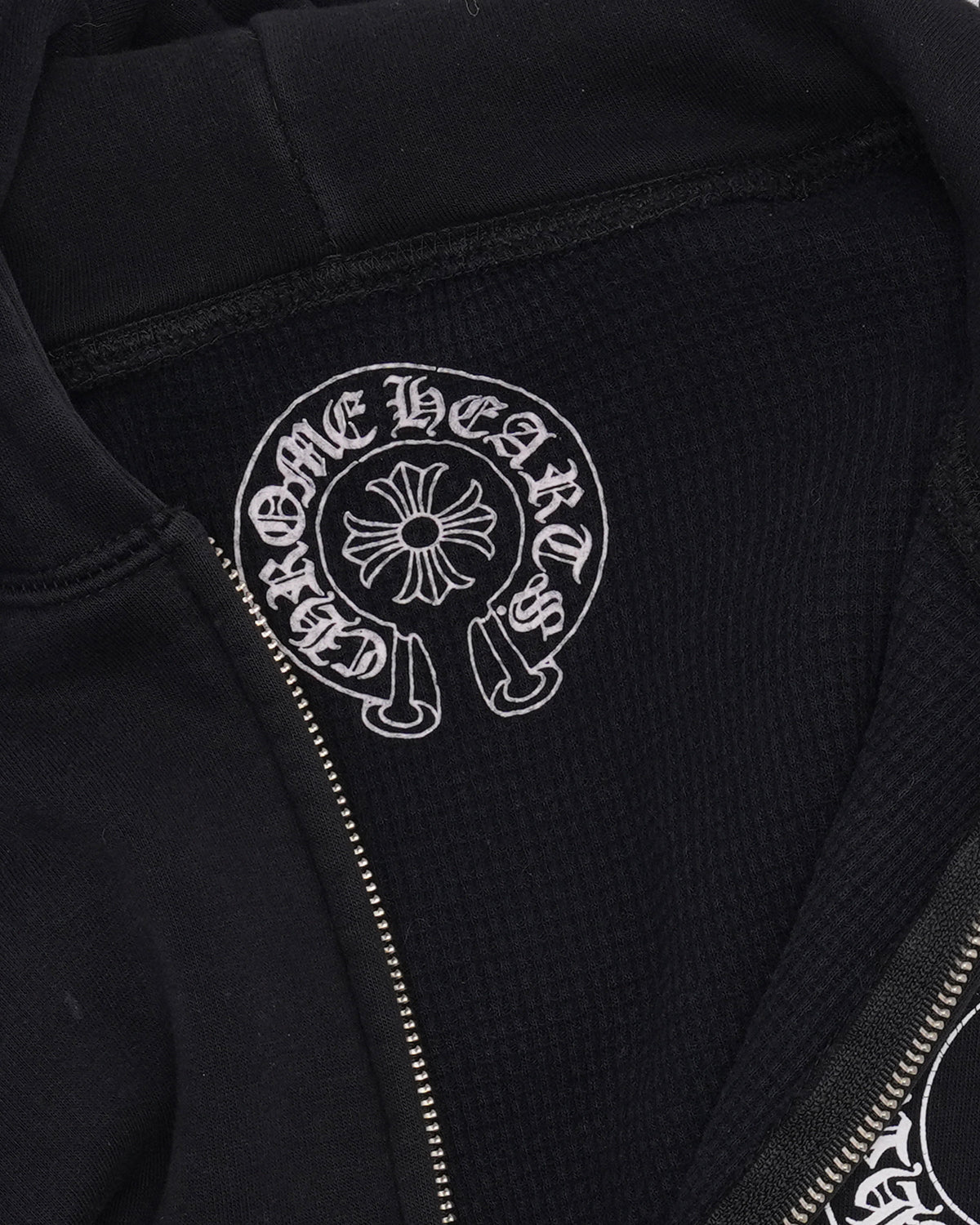 Vintage Scroll Logo Thermal Zip-Up Hoodie