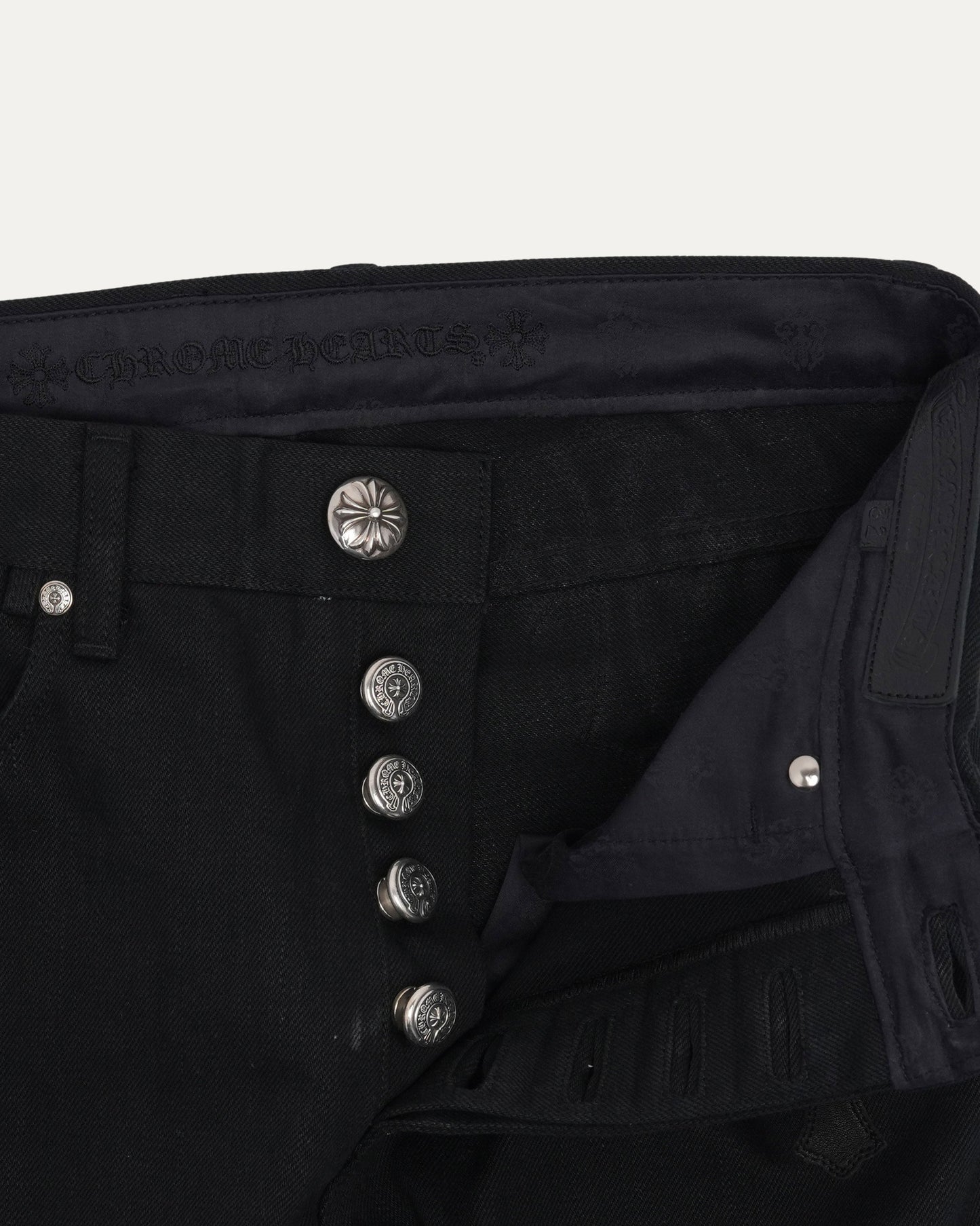 Raw Selvedge Cross Patch Fleur Knee Jeans