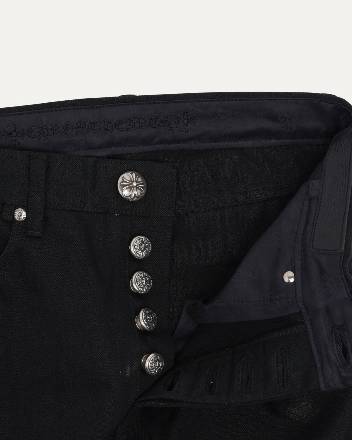 Raw Selvedge Cross Patch Fleur Knee Jeans