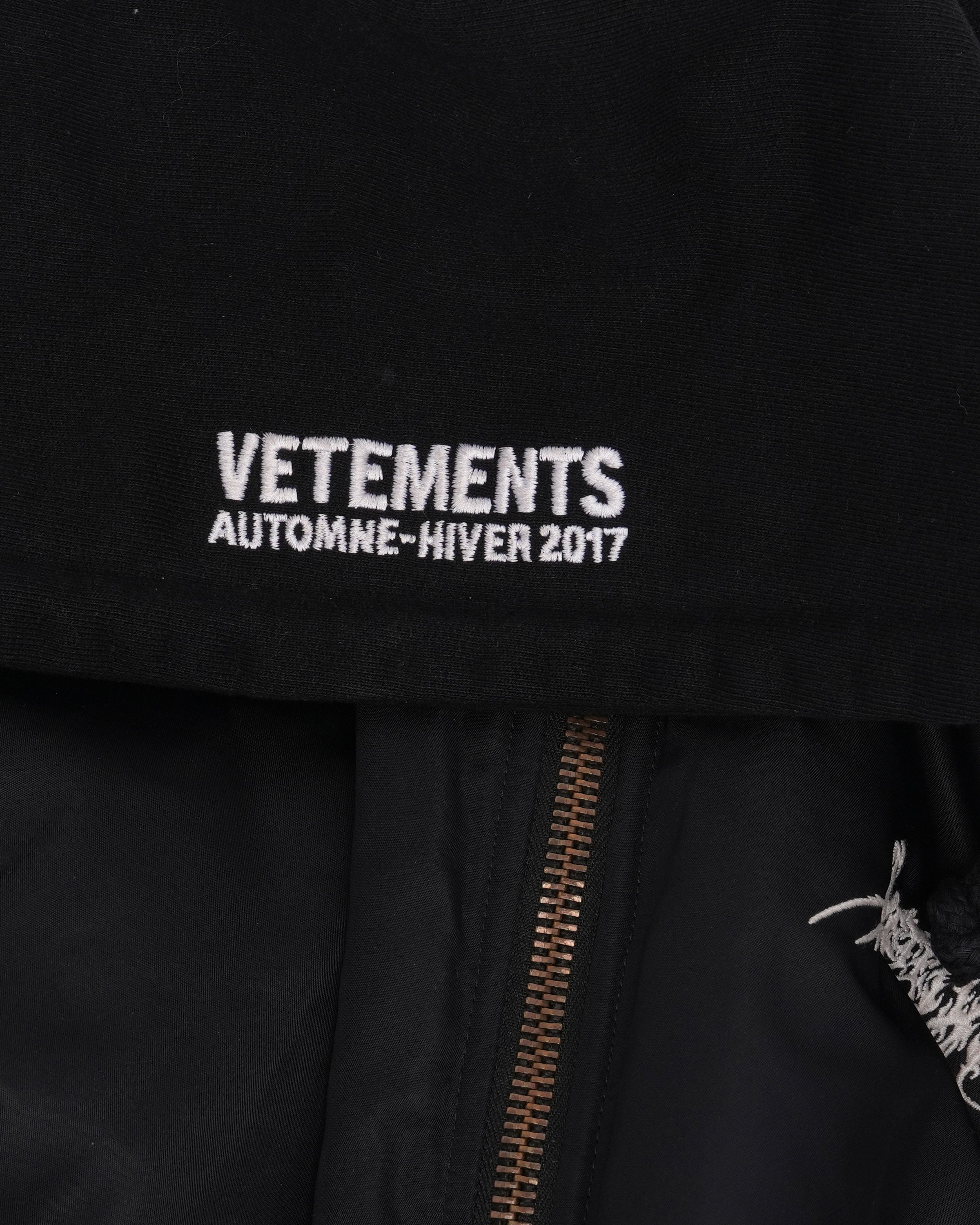 Vetements FW17 Total Fucking Darkness Cropped Bomber Jacket