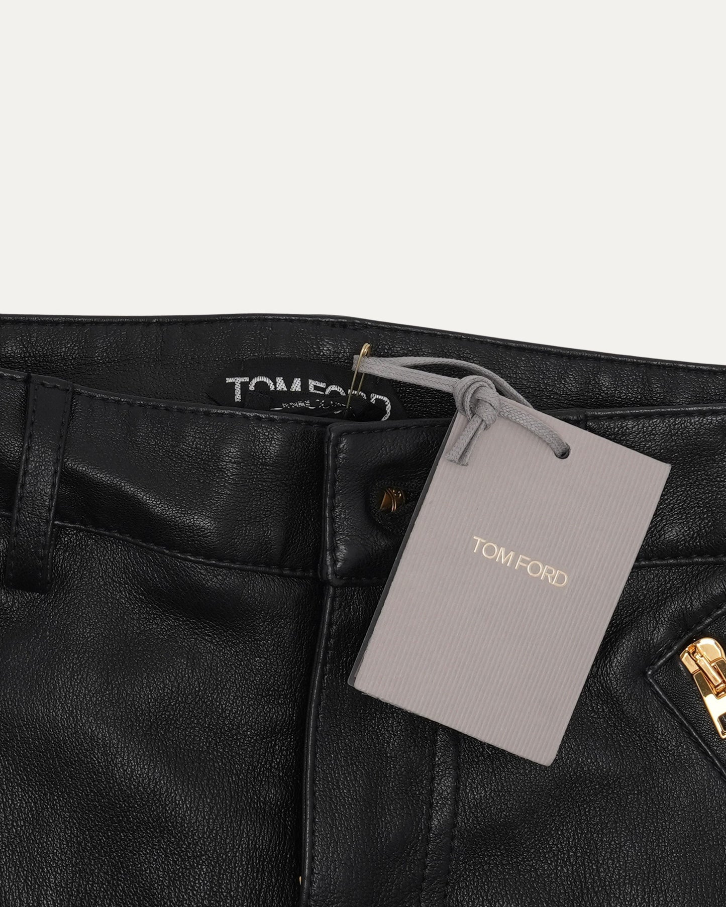 Zipper Detail Leather Pants