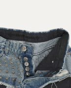 Studded Cross Patch Denim Shorts