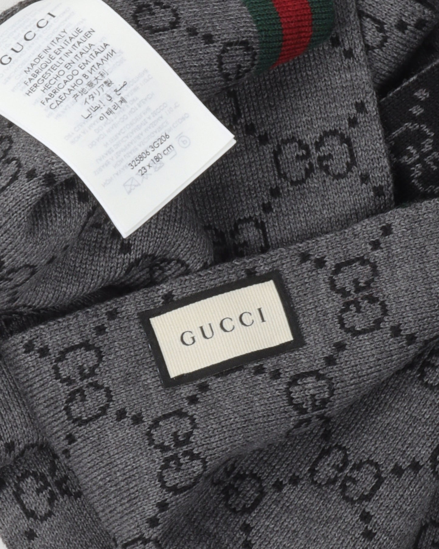 Wool Monogram Scarf w/ Stripe