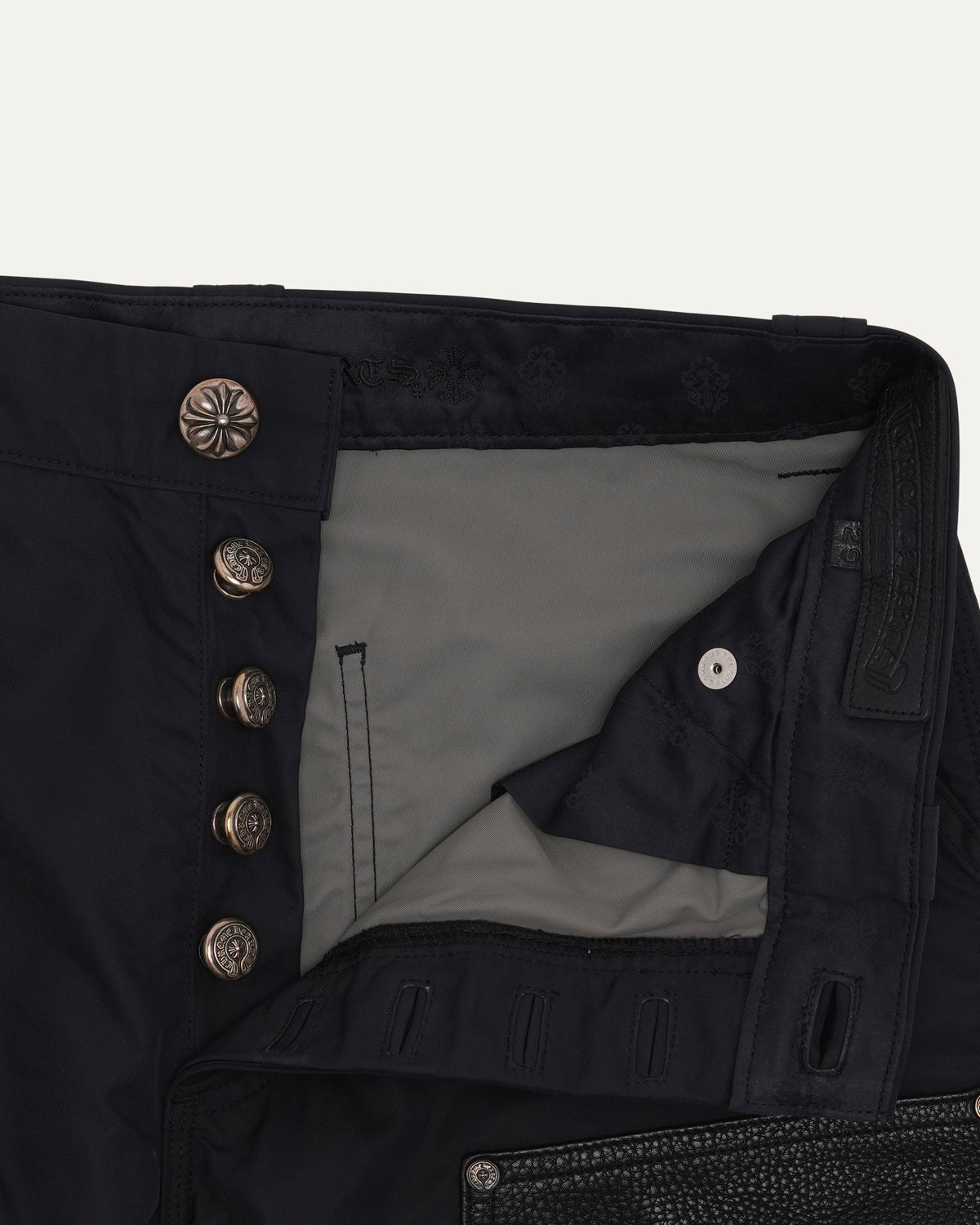 Nylon and Leather Double Knee Shorts