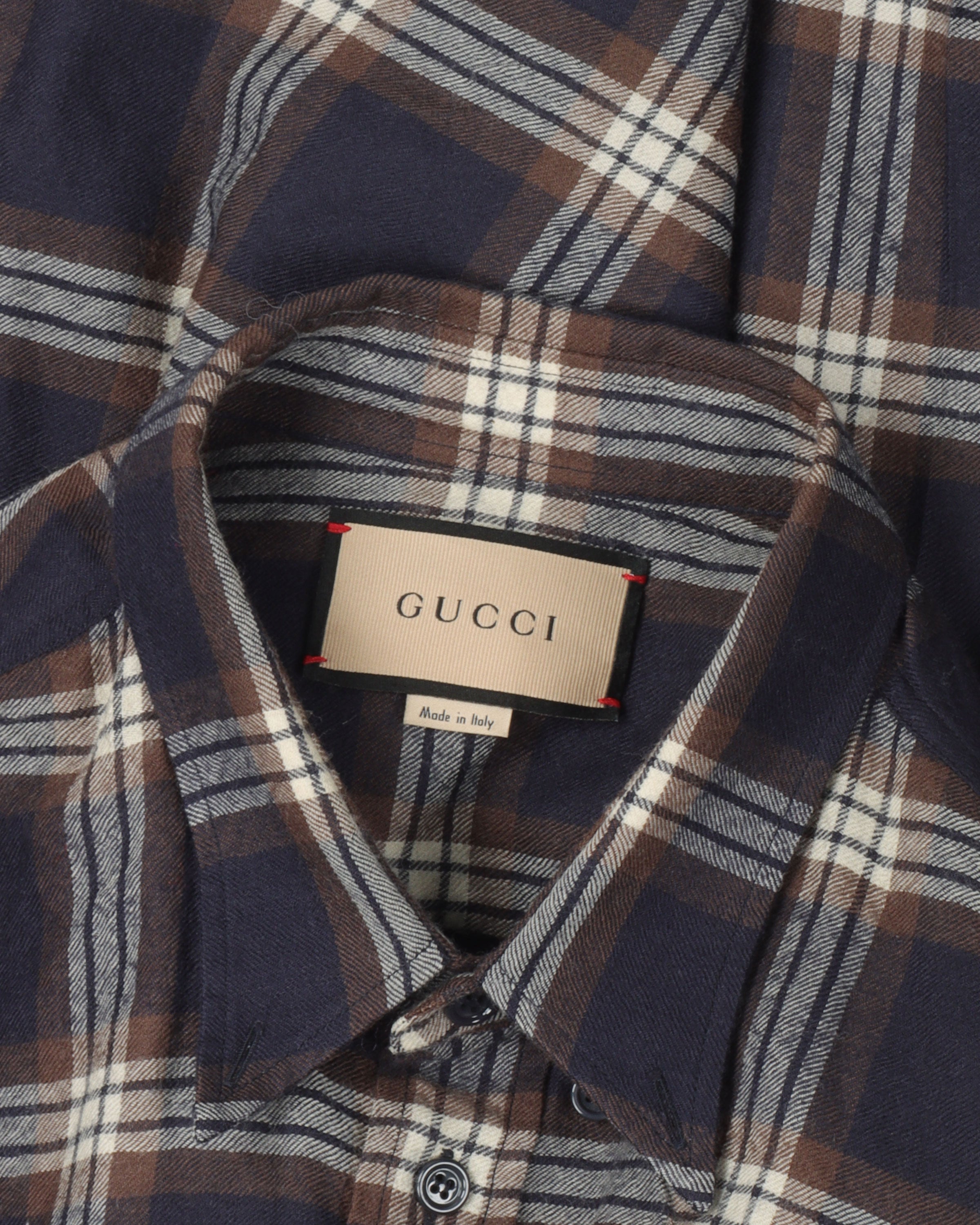 Logo Patch Checked Wool Flannel Shirt