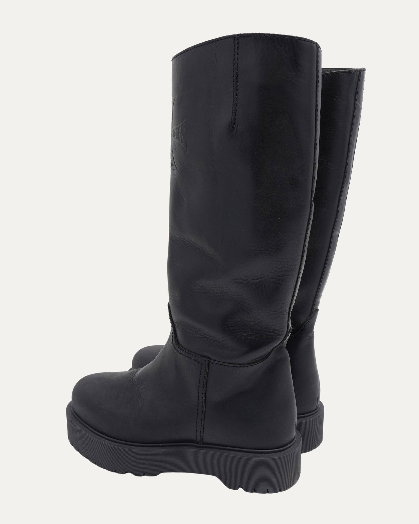 Logo Embossed Leather Boots