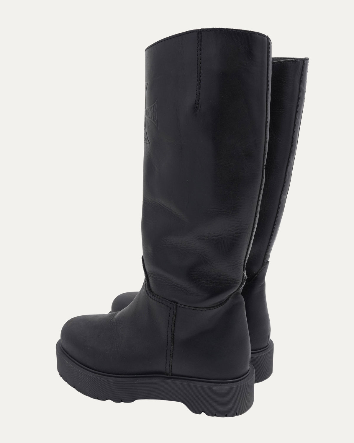 Logo Embossed Leather Boots