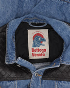 Leather Intrecciato Yoke Denim Trucker Jacket
