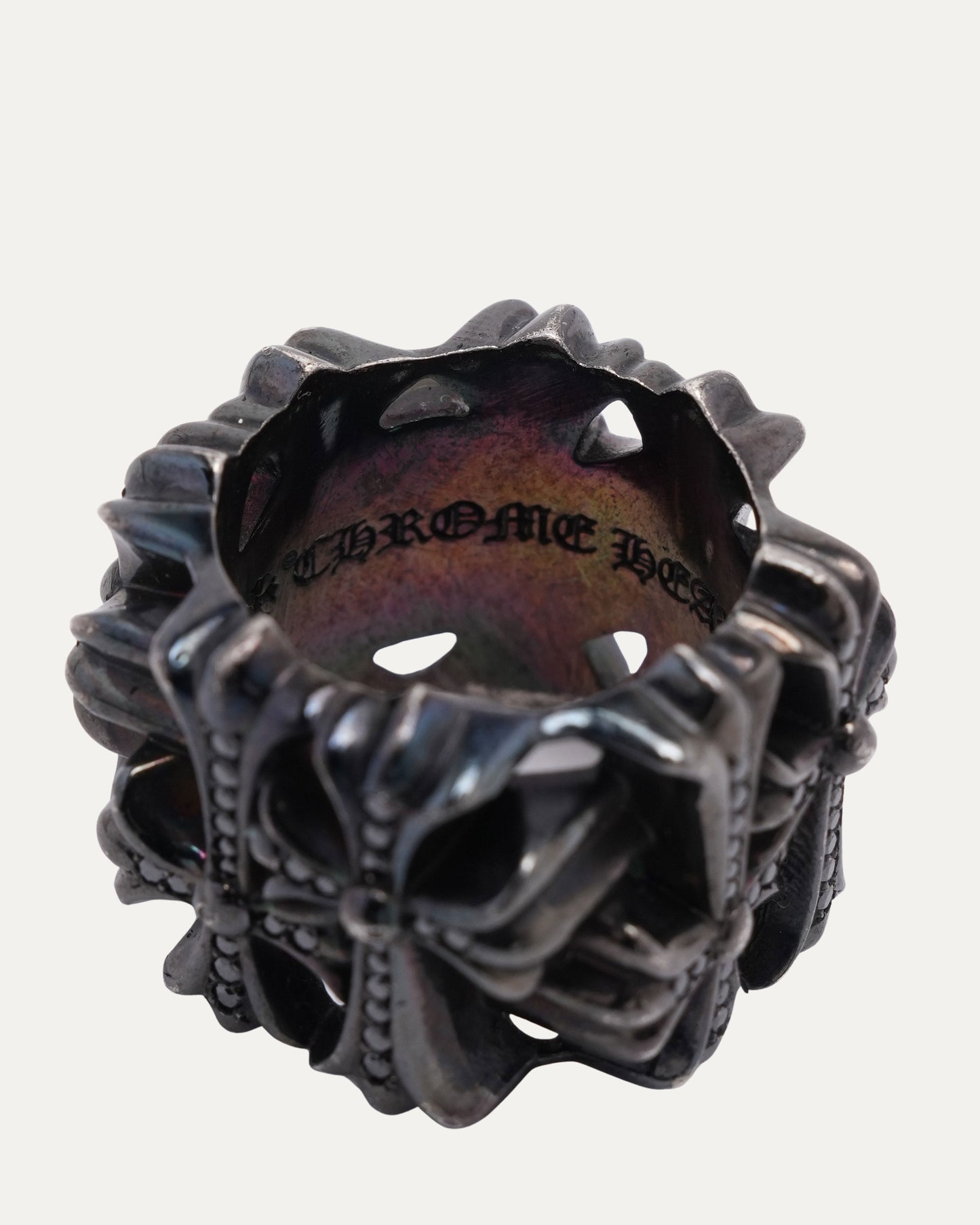 Black Diamond Rhodium Cemetery Cross Box Ring