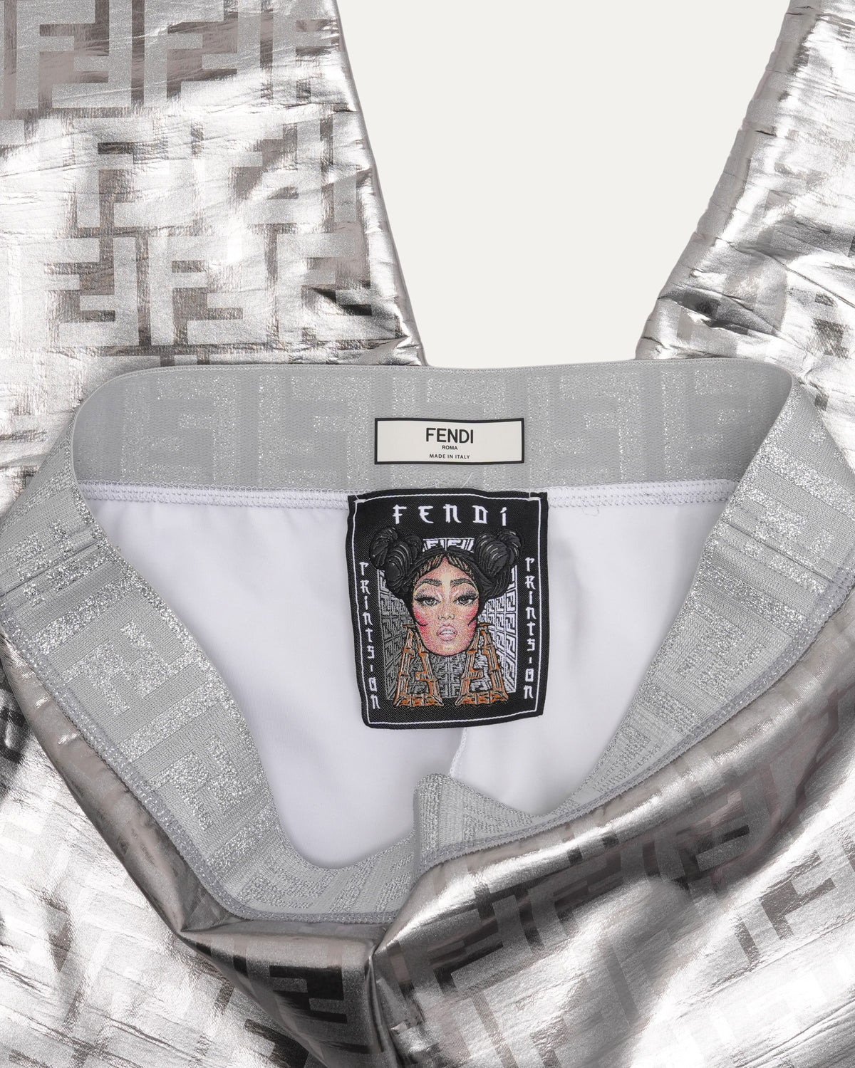 Silver Metallic Monogram Pants