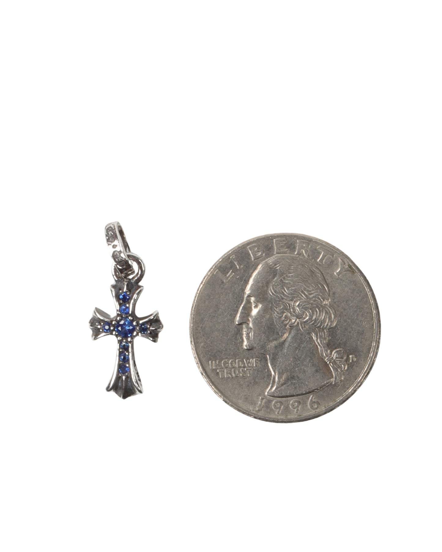 Baby Fat Blue Sapphire Cross Pendant