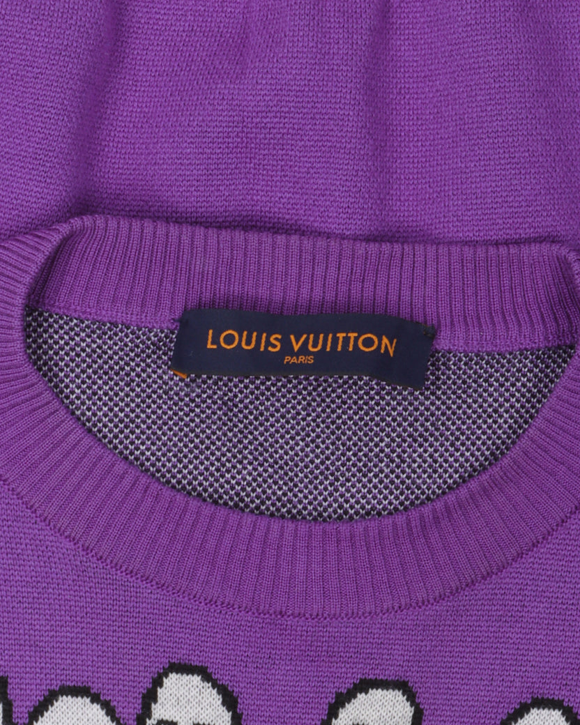Louis Vuitton Men's Studio Crewneck Sweater Wool Print, Purple