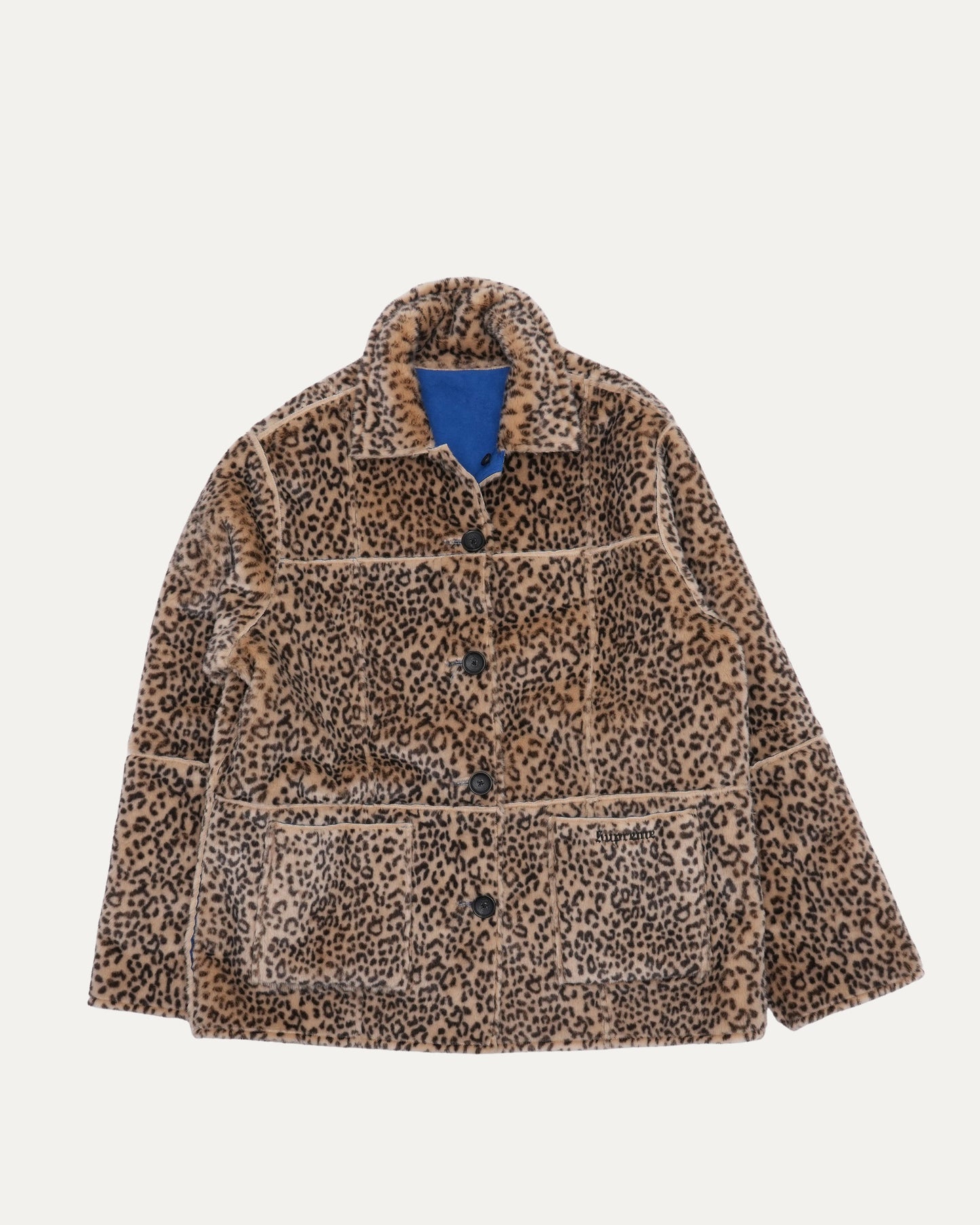 Reversible Faux Suede Leopard Coat