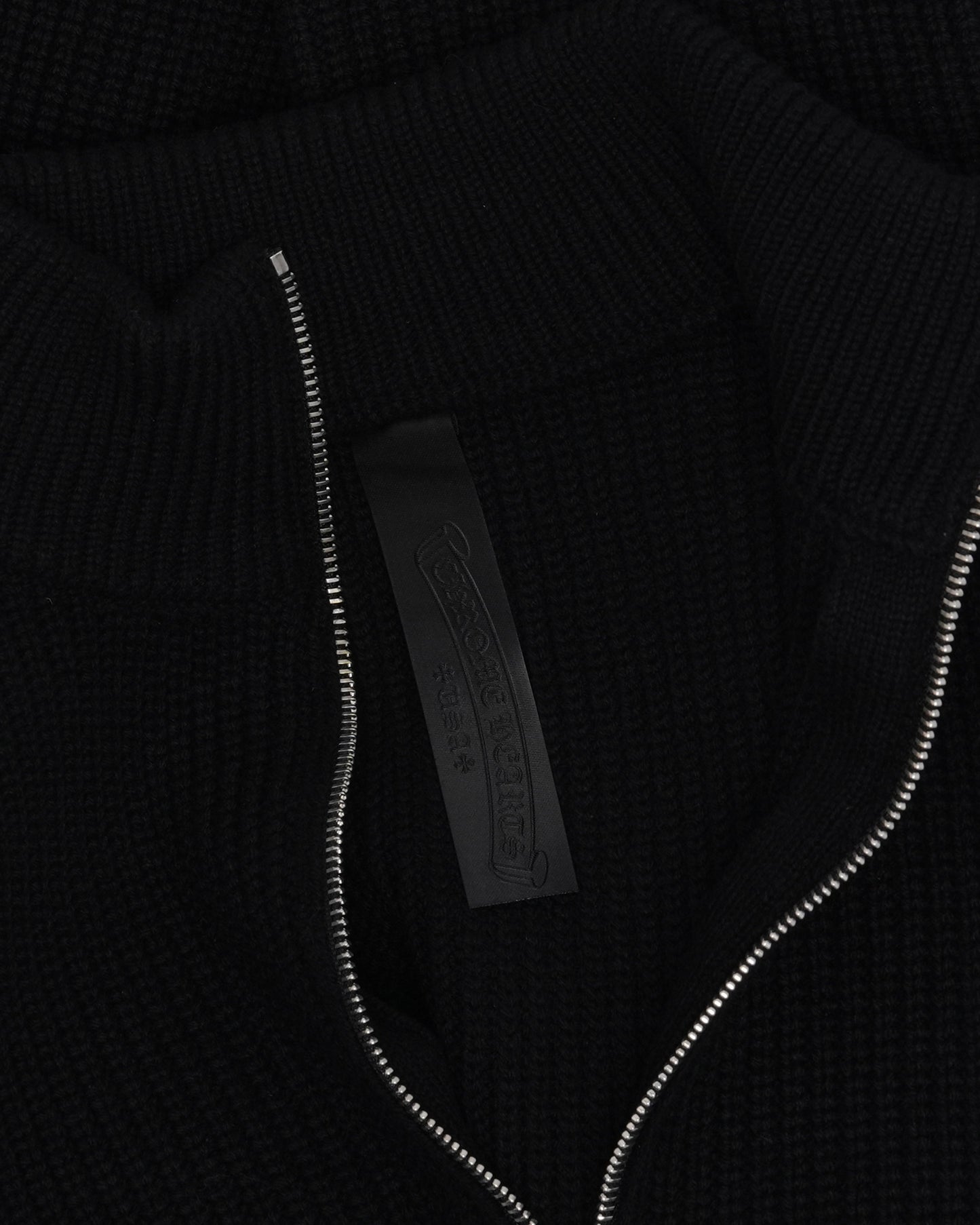 Cross Patch Knit Quarter Zip Sweater