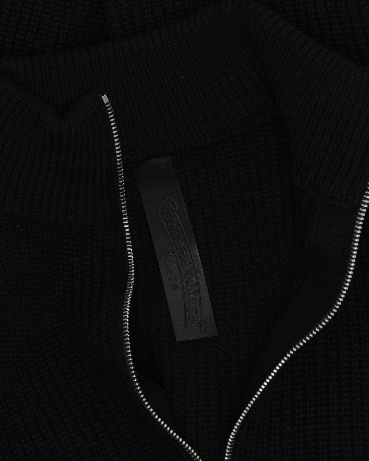 Cross Patch Knit Quarter Zip Sweater