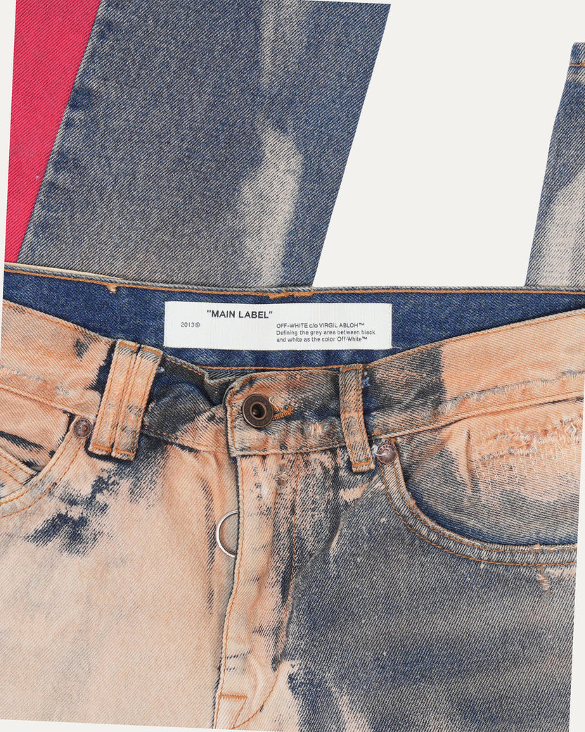 Slim Side Striped Bleached Denim Jeans