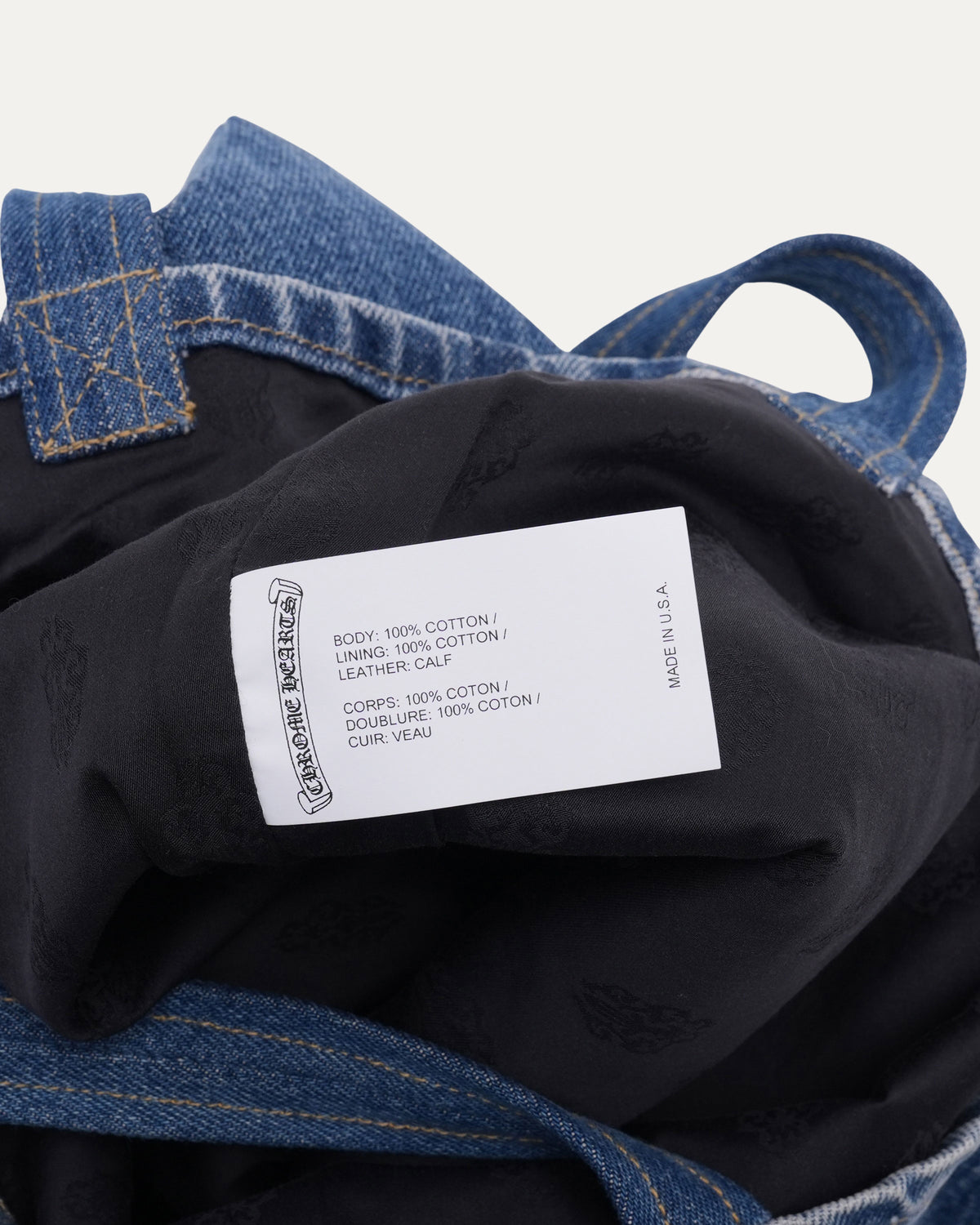 Denim Cross Patch Tote Bag