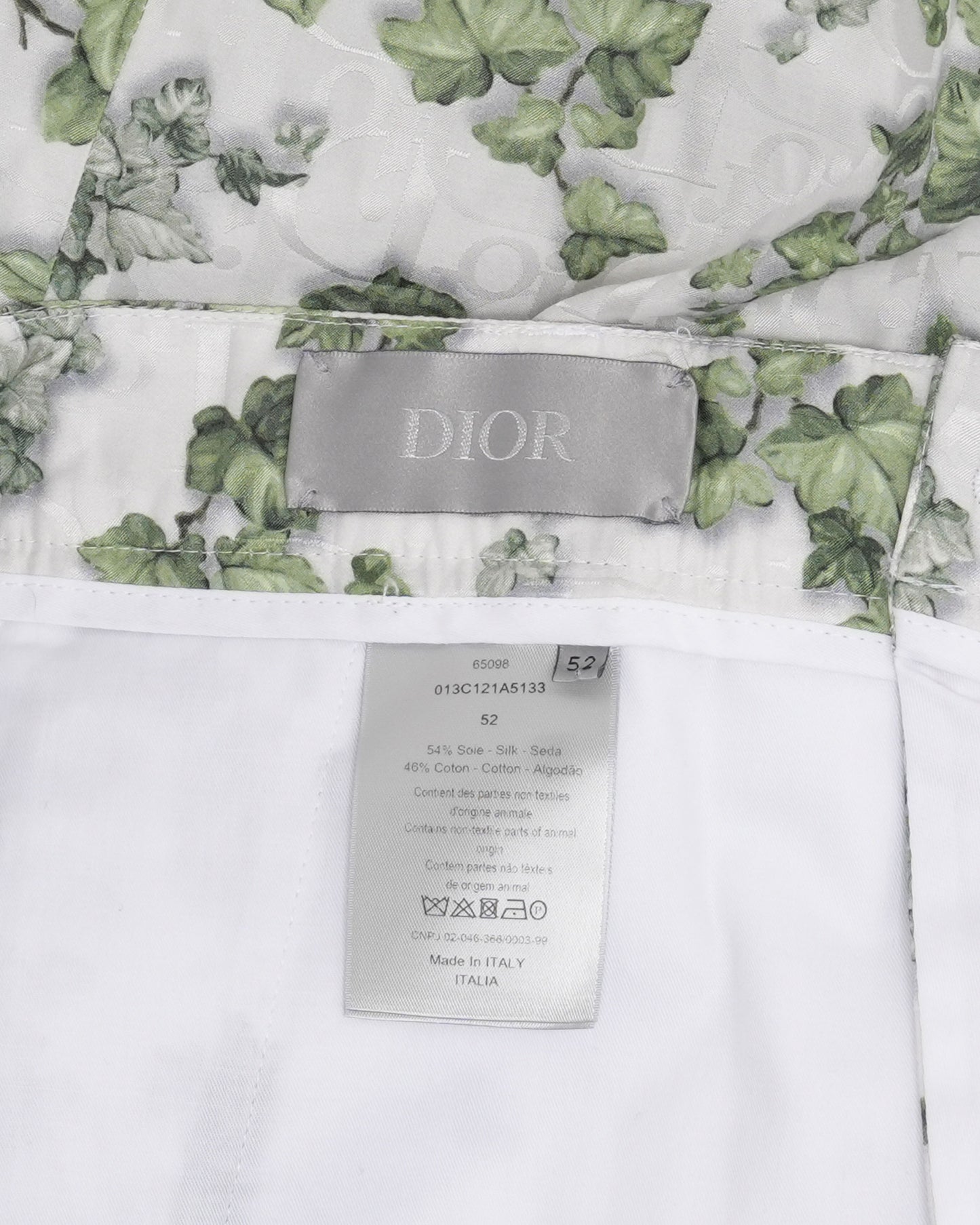 Oblique Leaf Print Silk Blend Shorts