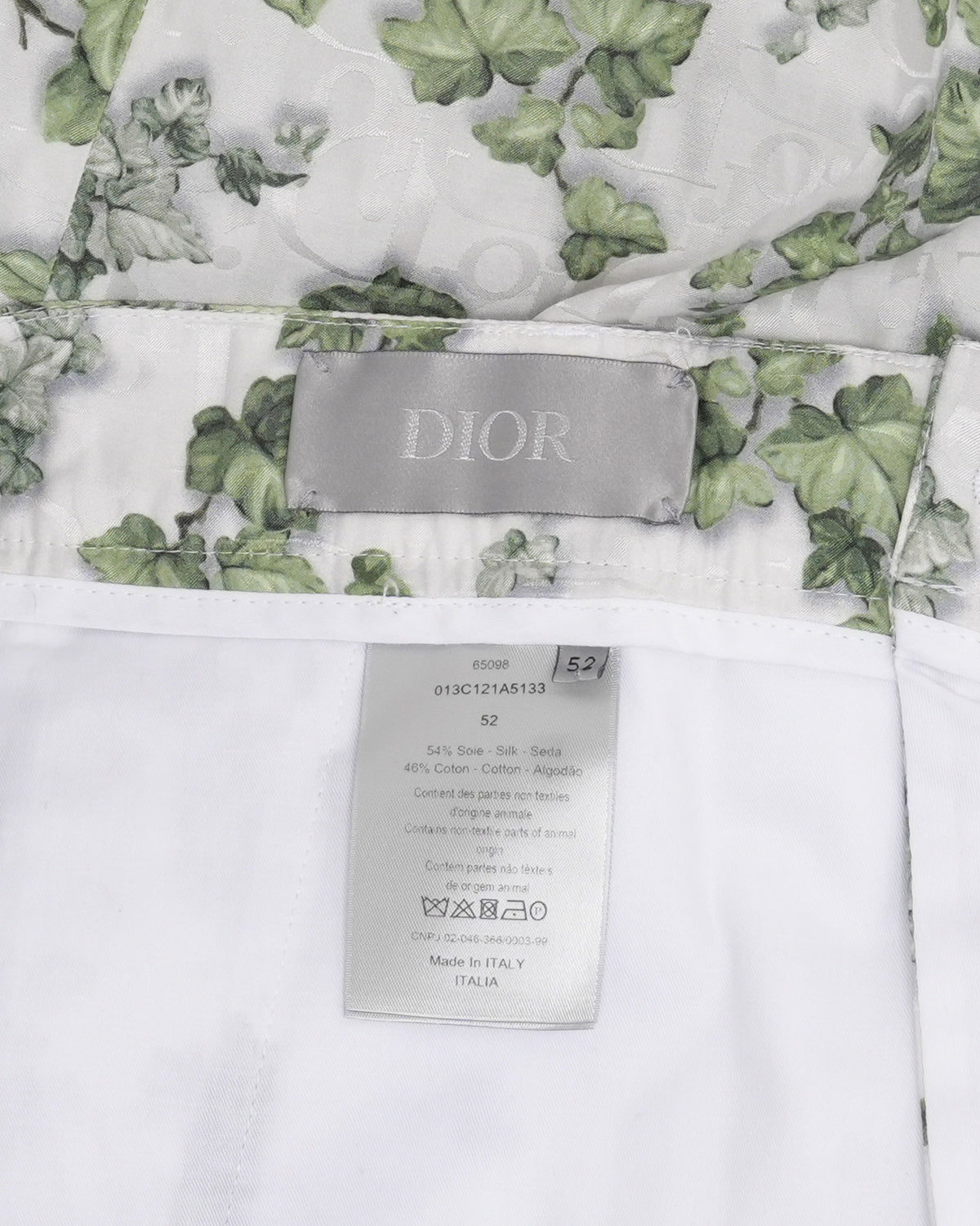 Oblique Leaf Print Silk Blend Shorts