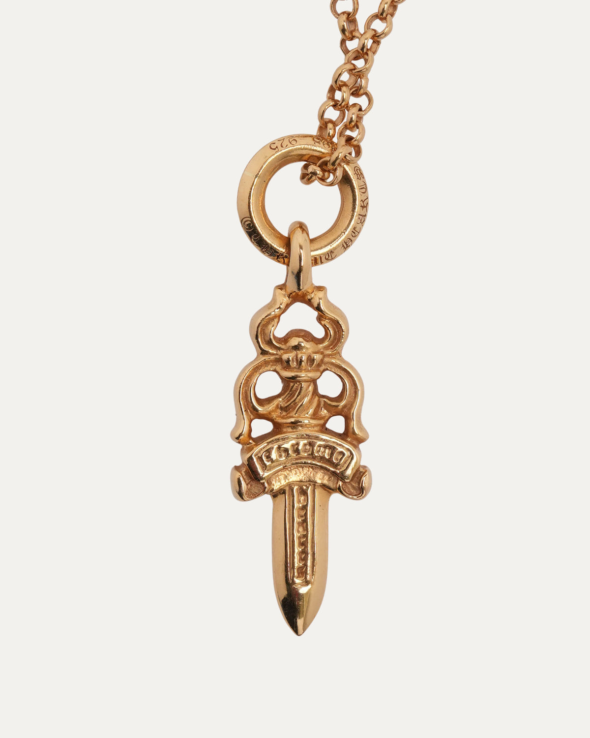 Gold Dagger on Roll Chain