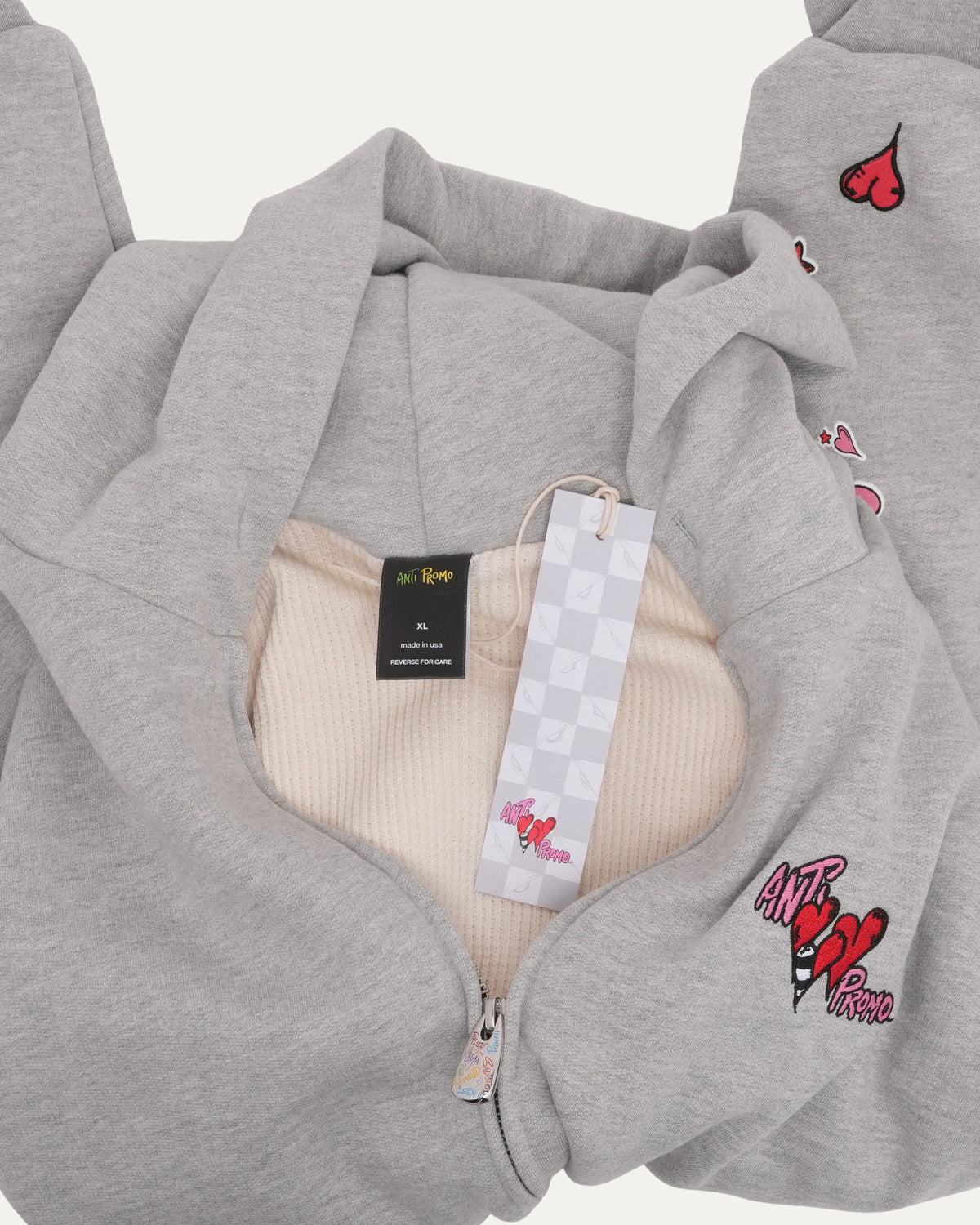 Embroidered Sadistic Thermal Lined Zip Up Hoodie
