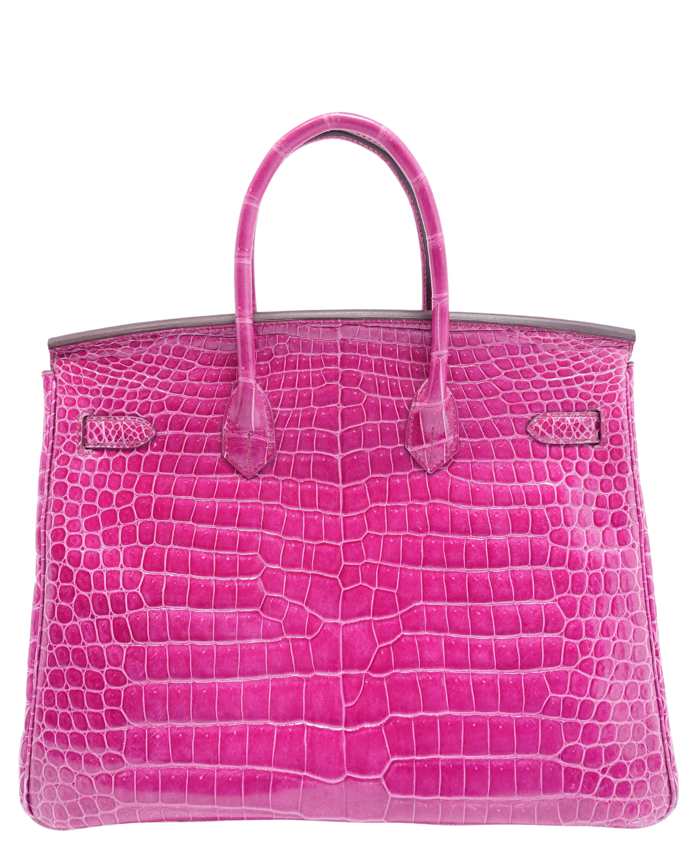 Birkin 35 Rose Pourpre Shiny Porosus Crocodile Palladium Hardware