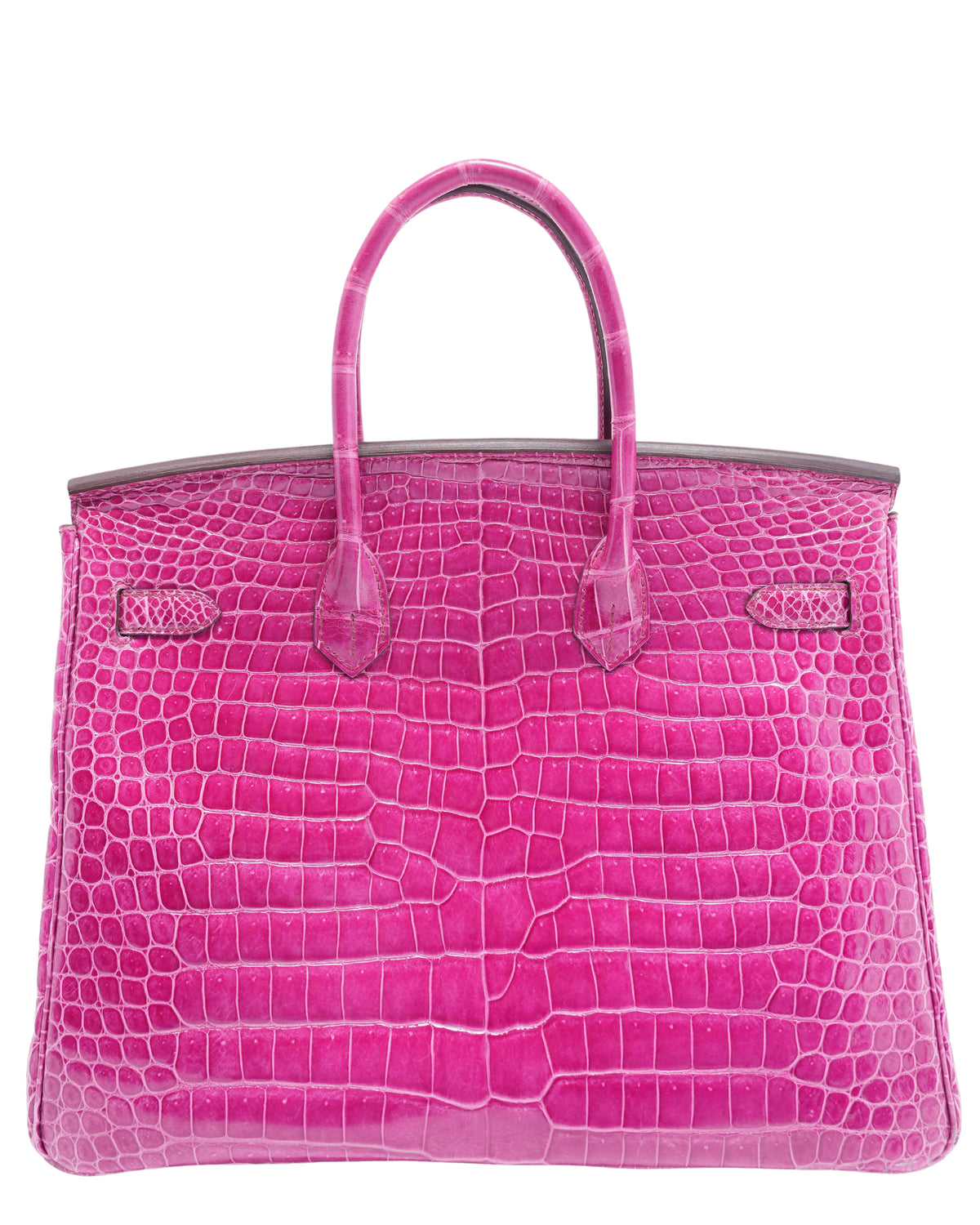 Birkin 35 Rose Pourpre Shiny Porosus Crocodile Palladium Hardware