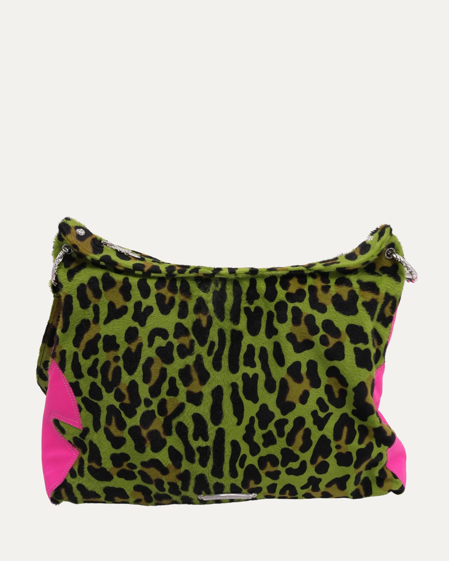 Embellished Cross Patch Leopard Pony Hair Lyon Bag