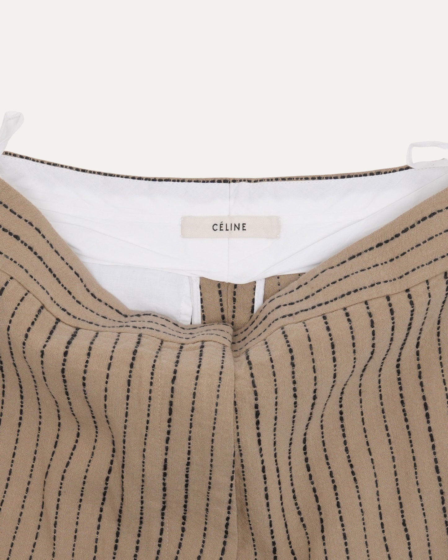 Linen Blend Striped Trousers