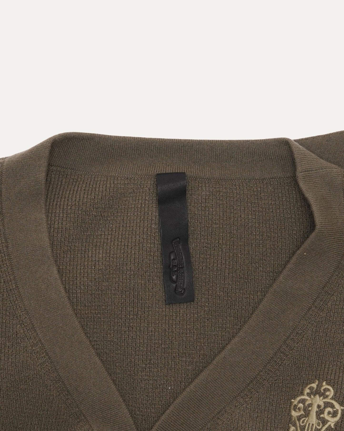Cashmere Blend Vine Dagger Embroidered Cardigan Sweater