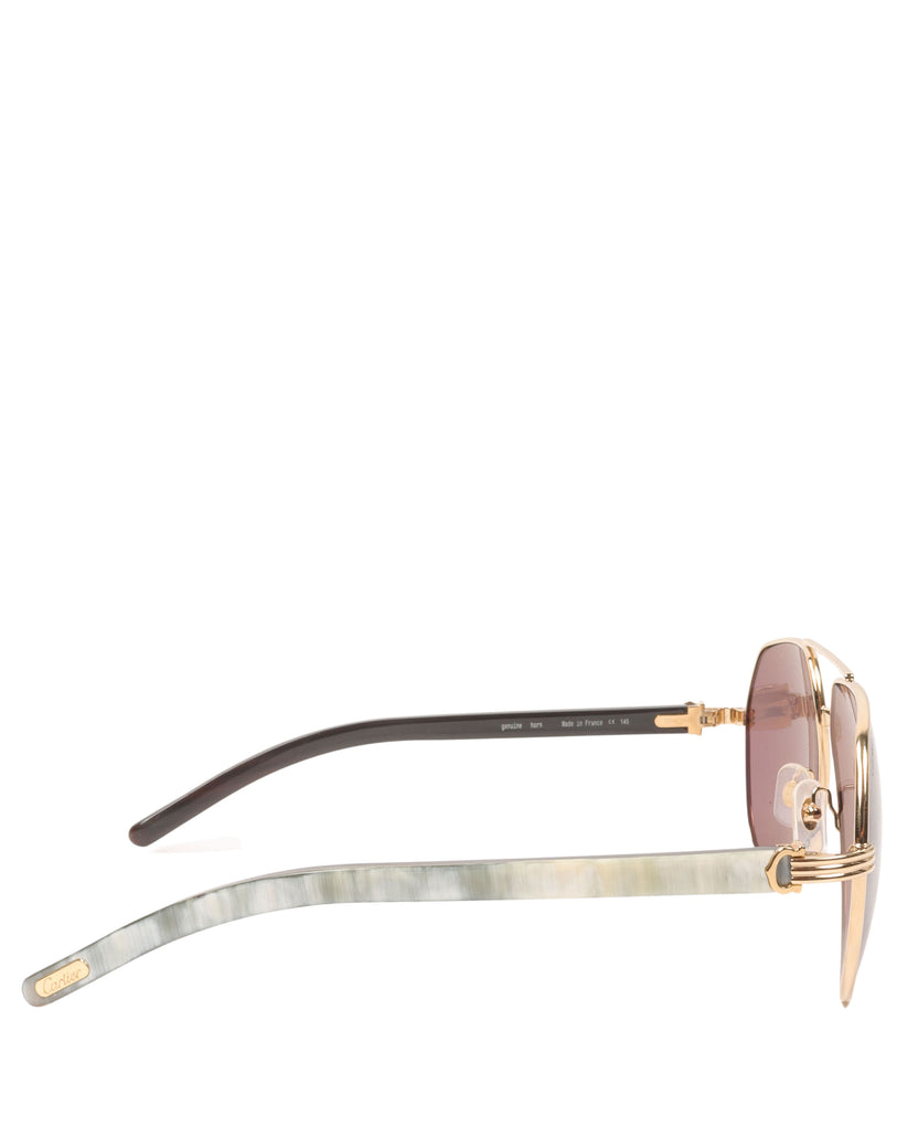 Genuine Horn Aviator Sunglasses