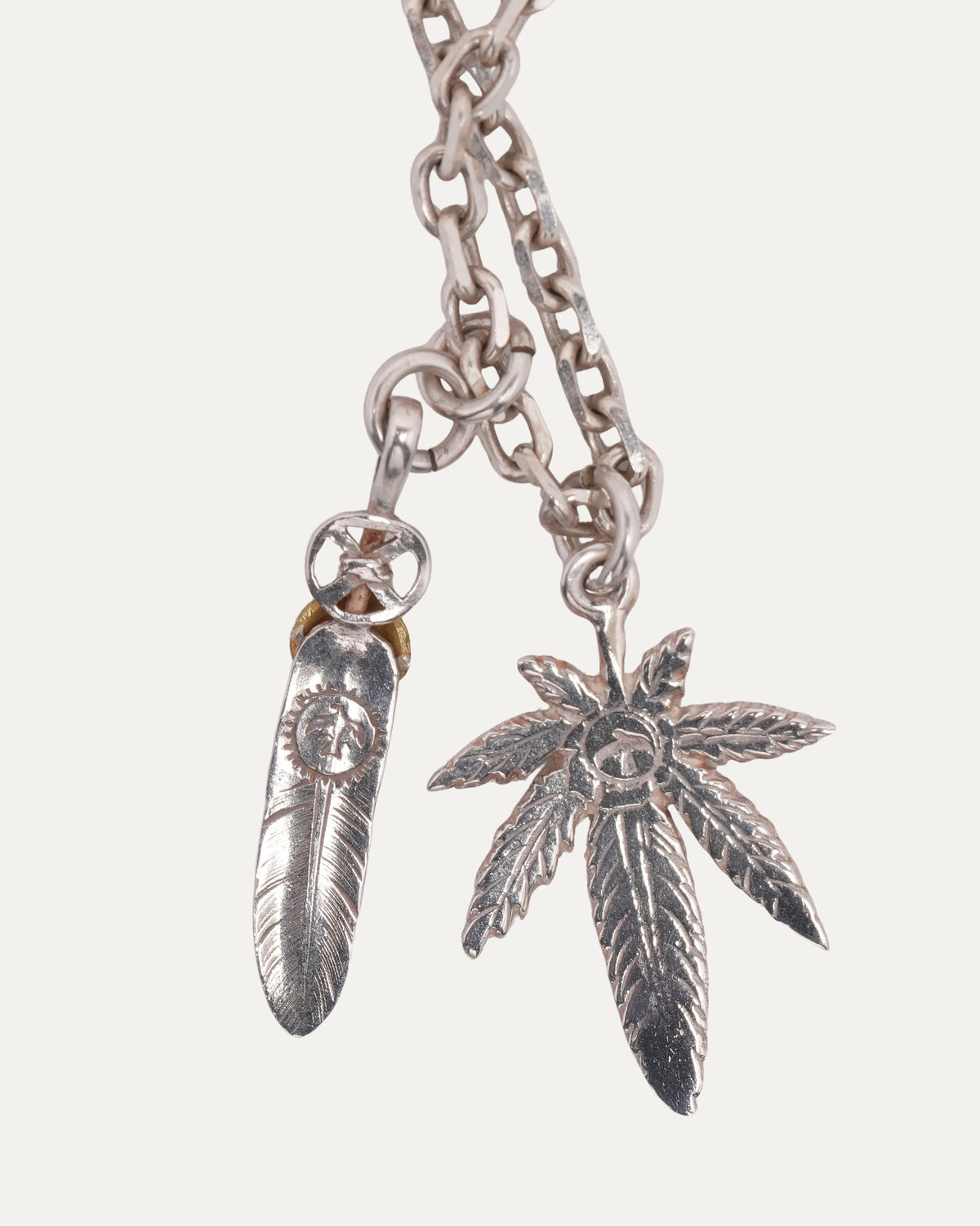 Feather and Leaf Pendant Necklace
