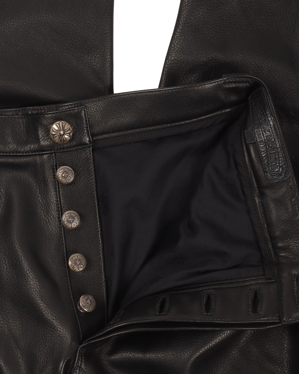 Leather Fleur Knee Carpenter Pants
