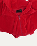Crystal Logo Velour Zip Up Hoodie