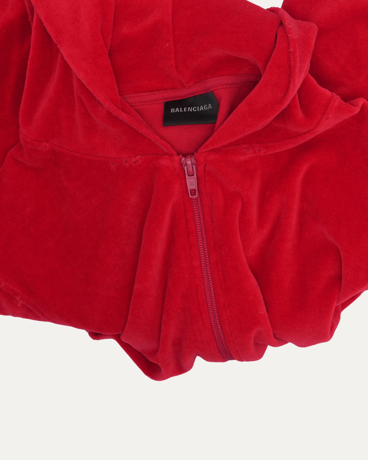 Crystal Logo Velour Zip Up Hoodie