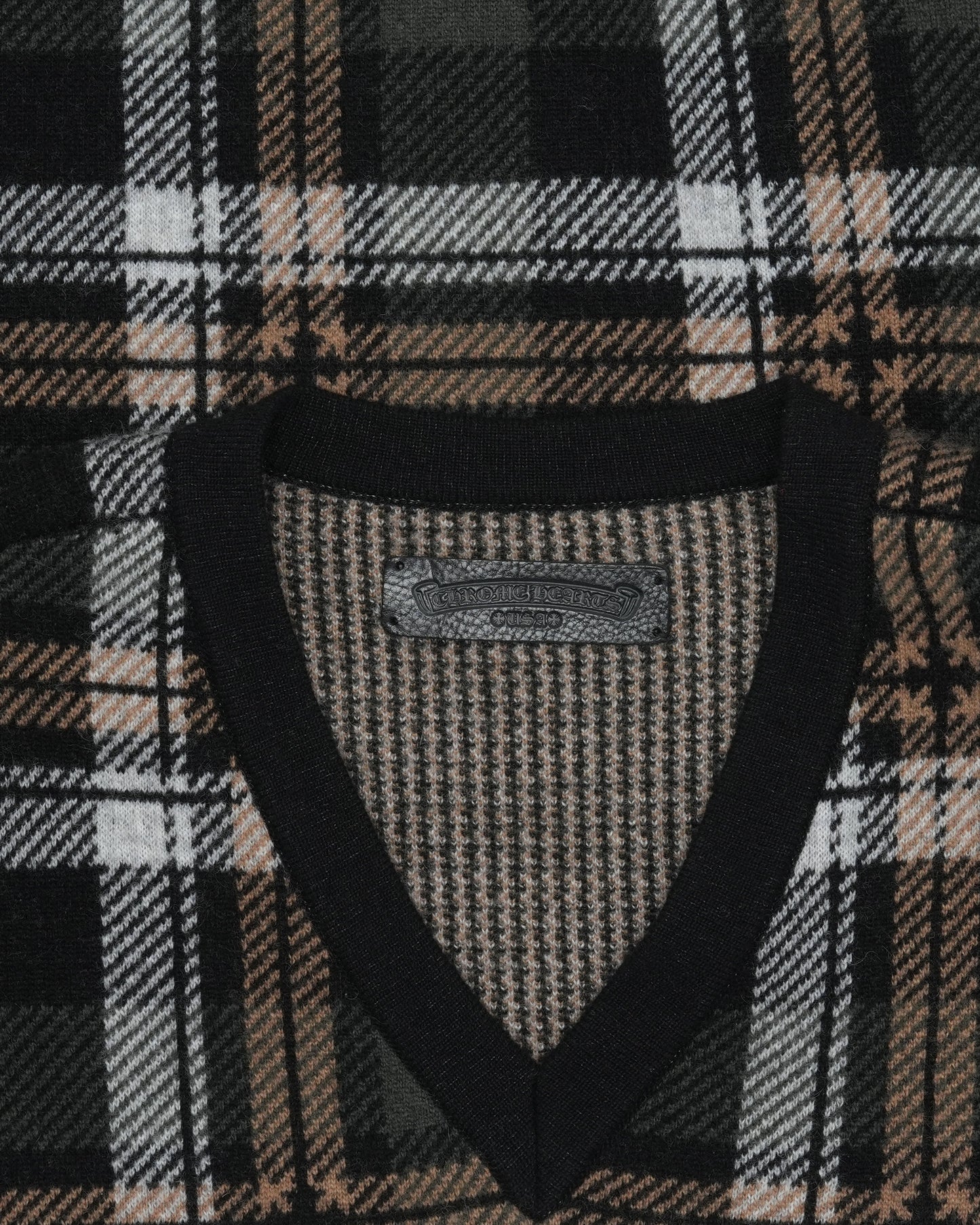 Cashmere Blend Plaid V-Neck Sweater