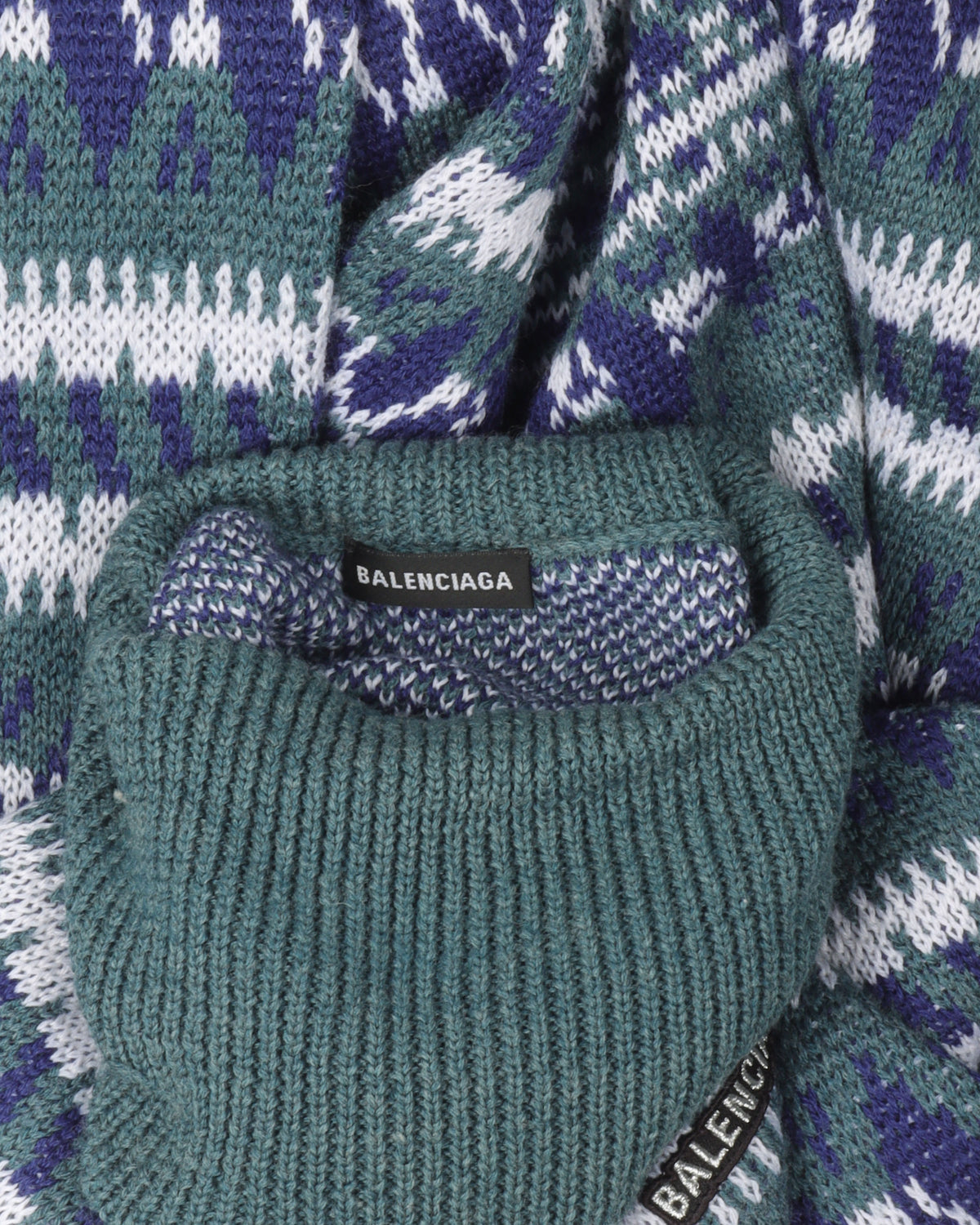 Patterned Wool Blend Turtleneck Sweater