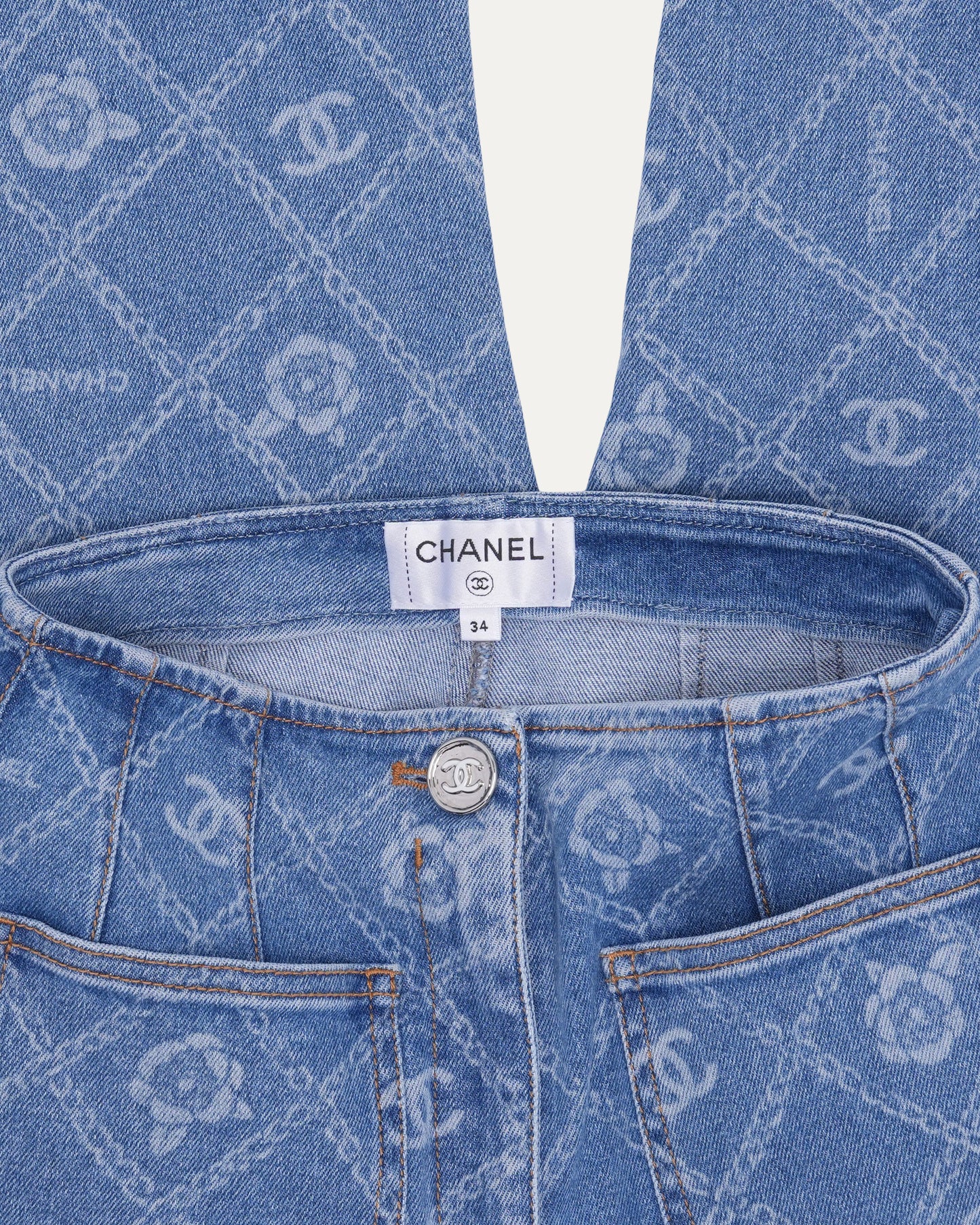 Chain Motif Bootcut Jeans