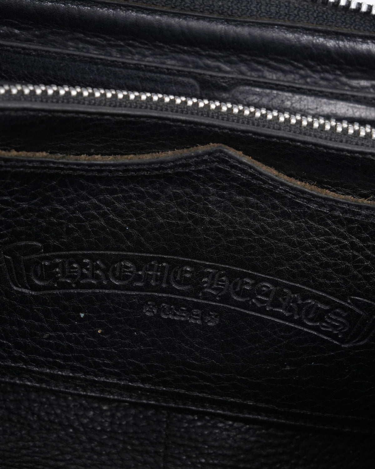 Filigree Plus Cross Embellished Cross Patch Long Zip Wallet