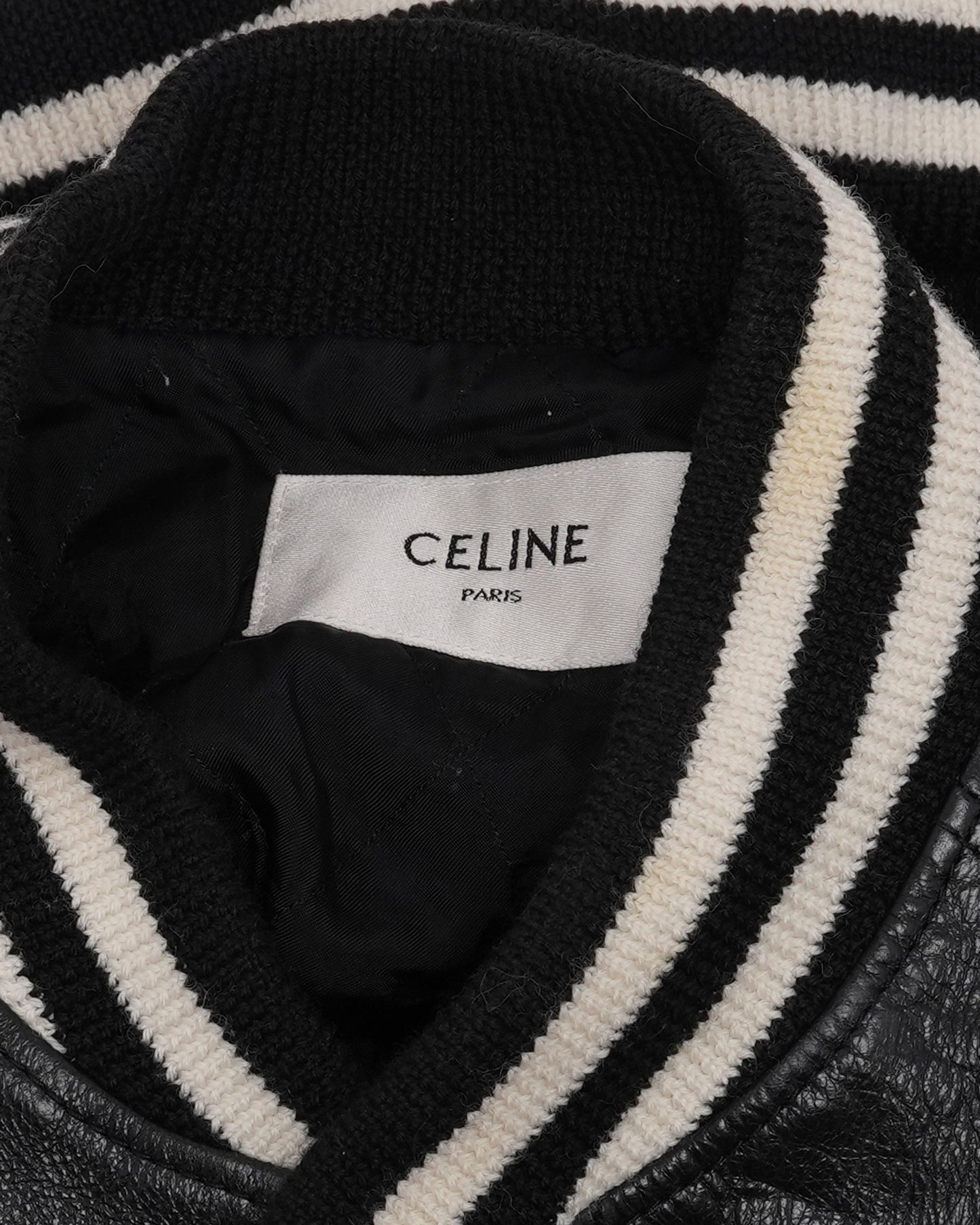 Striped Leather Bomber Jacket