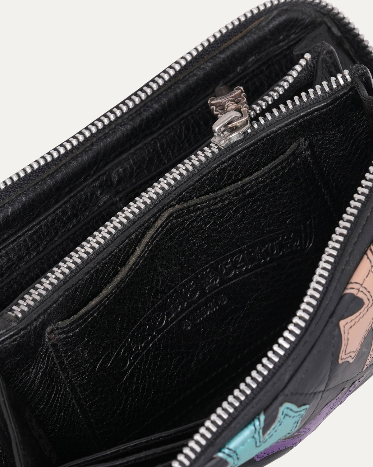 Quilted Cross Patch Long Zip Wallet