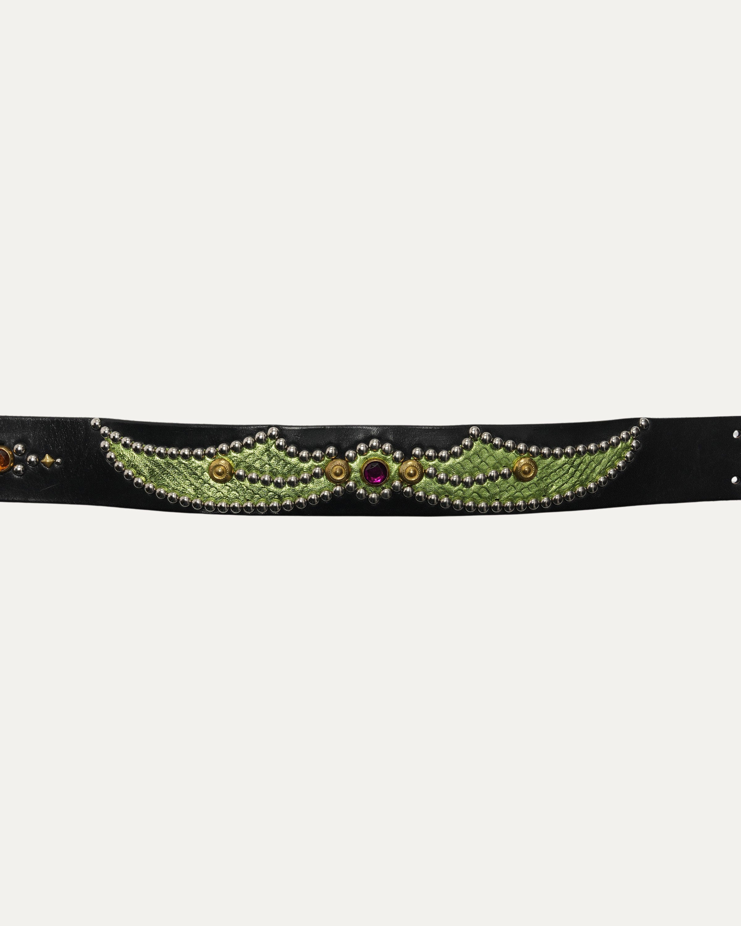 Studded Leather Snake Inlay Belt