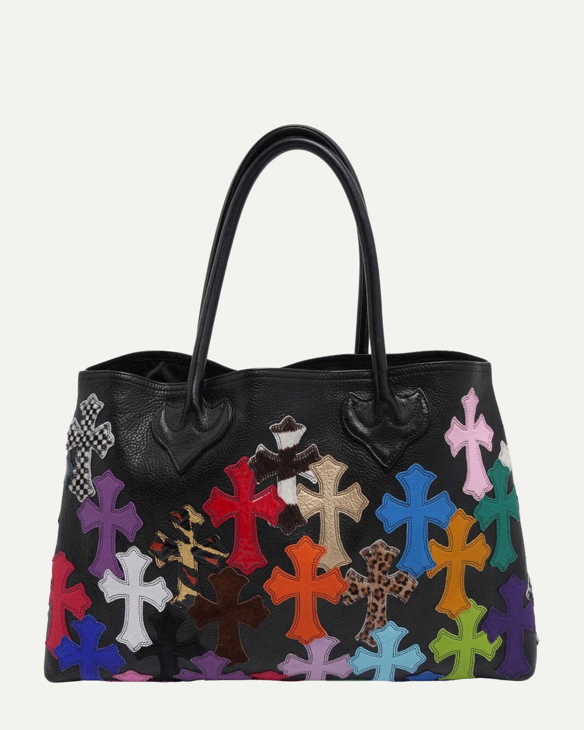 Multicolor Cross Patch Tote Bag