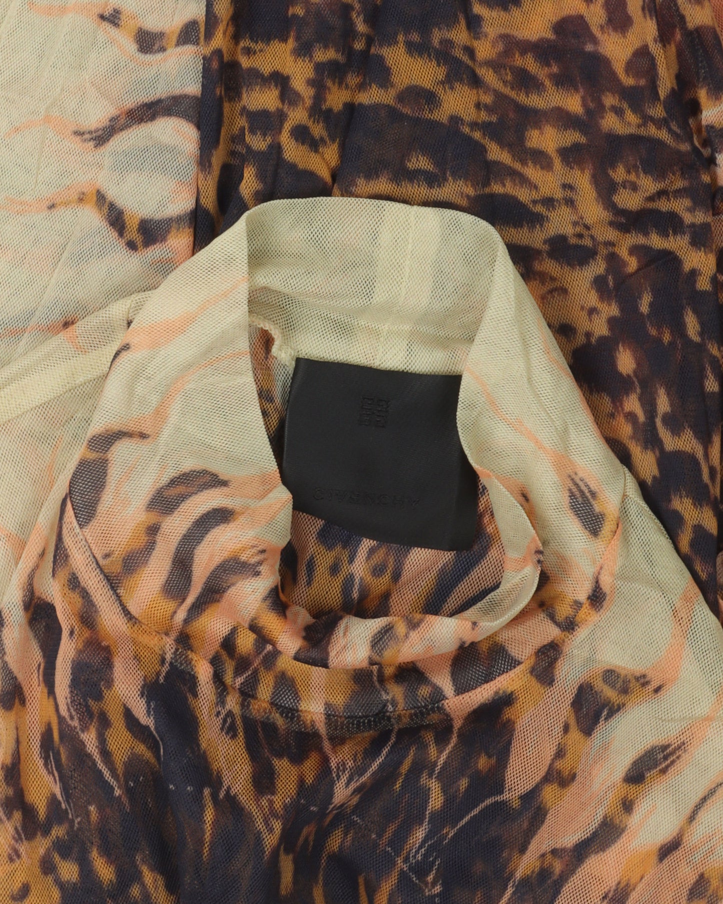 Cheetah Print Long Sleeve Sheer Mockneck Top